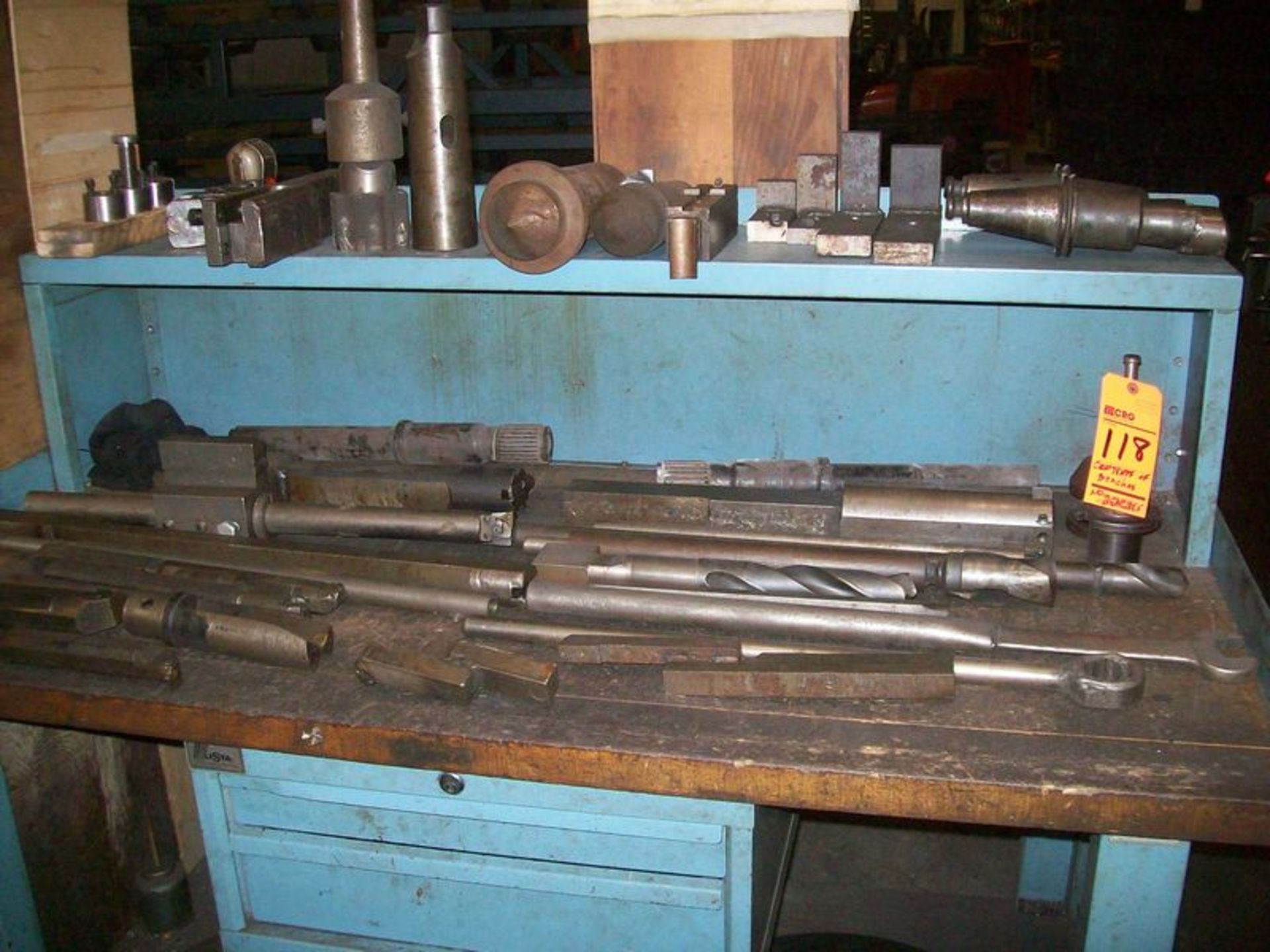 Lot ass't lathe tooling and accessories includes (2) DRO's, tool holders, cutting tools, wrenches,