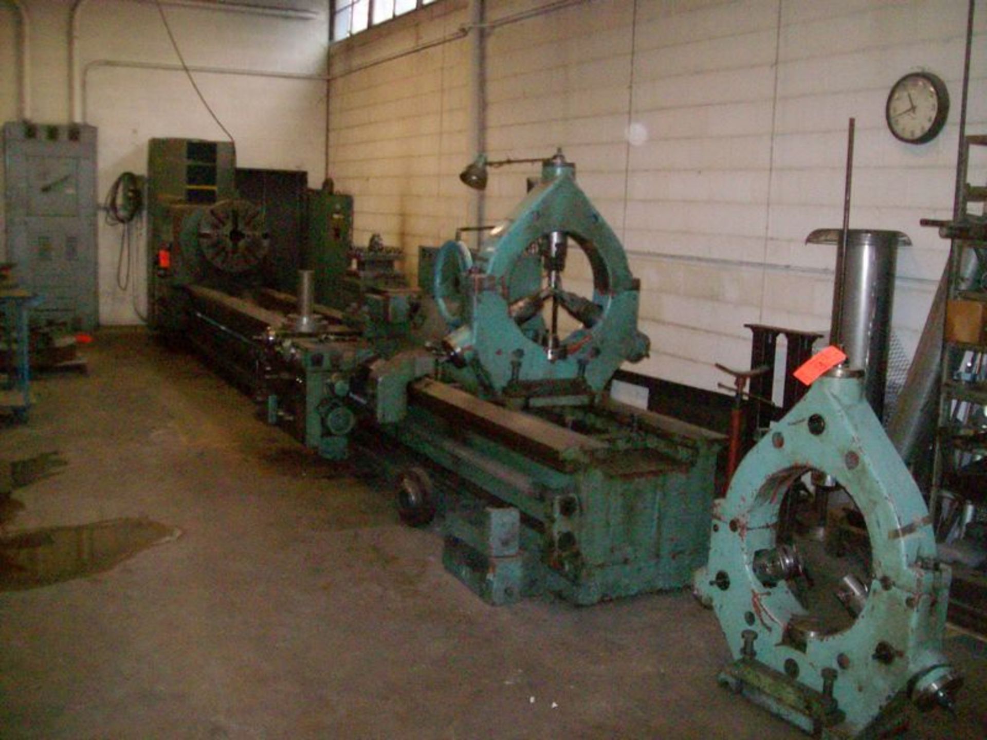 Tos Celakovice SU100 engine lathe, S/N not available, 28" dia. 4-jaw chuck, 48" BC, 22' bed, (2)