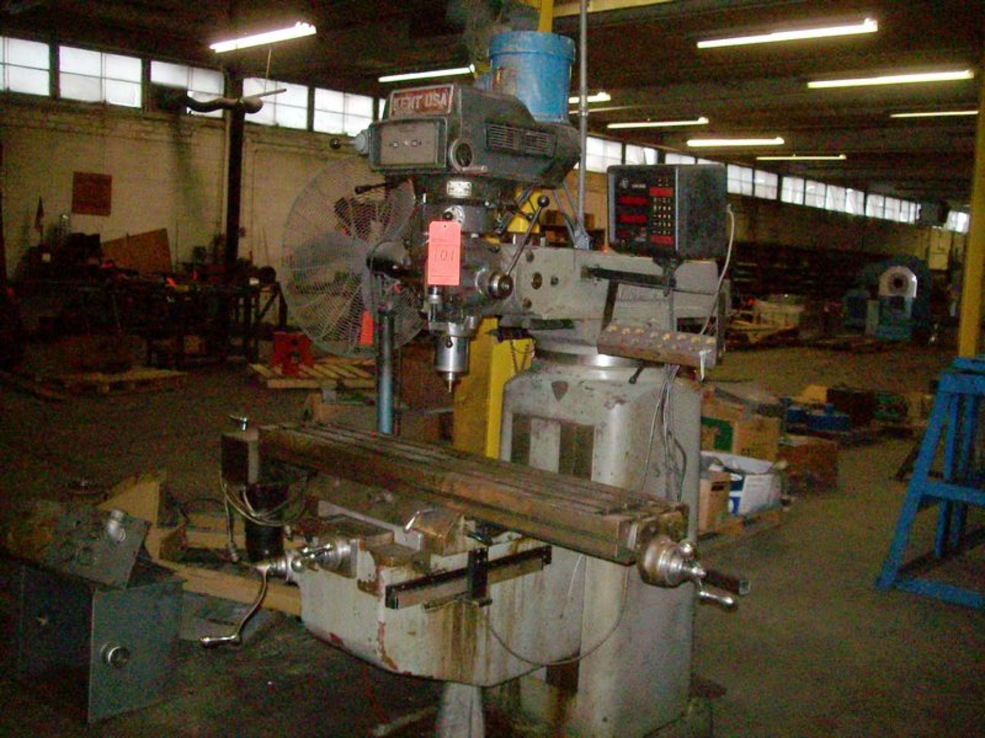 Kent USA vertical milling machine, M/N-S/N not available, with 10" X 50" t-slot table, power feed,