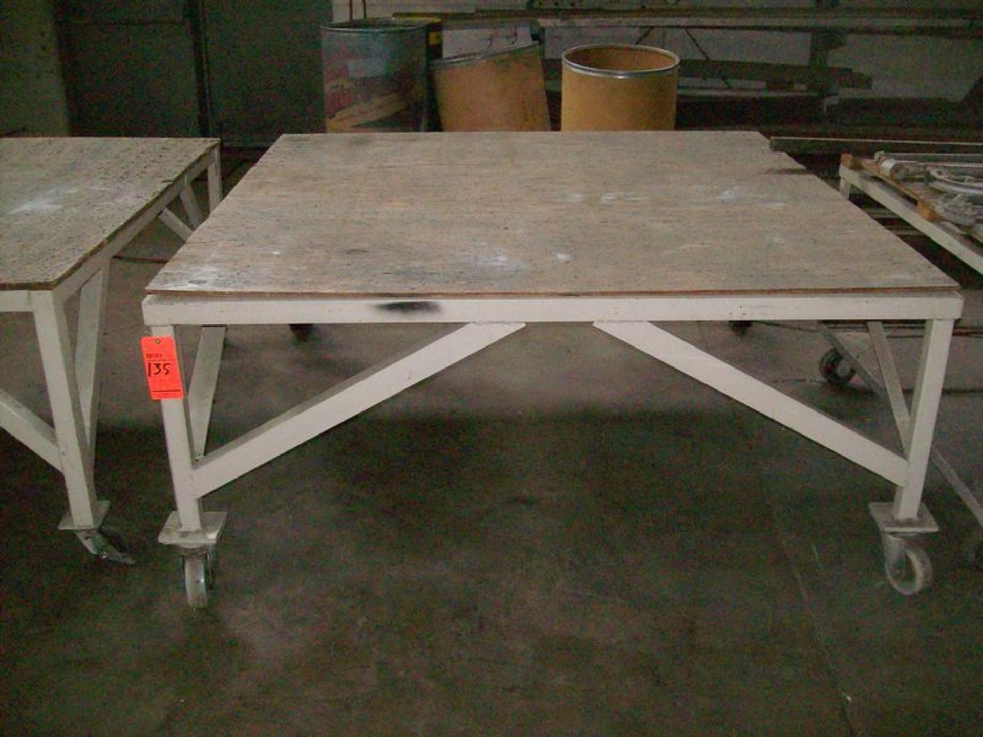 Lot (3) ass't metal framed, wood top, portable shop tables - Image 2 of 2
