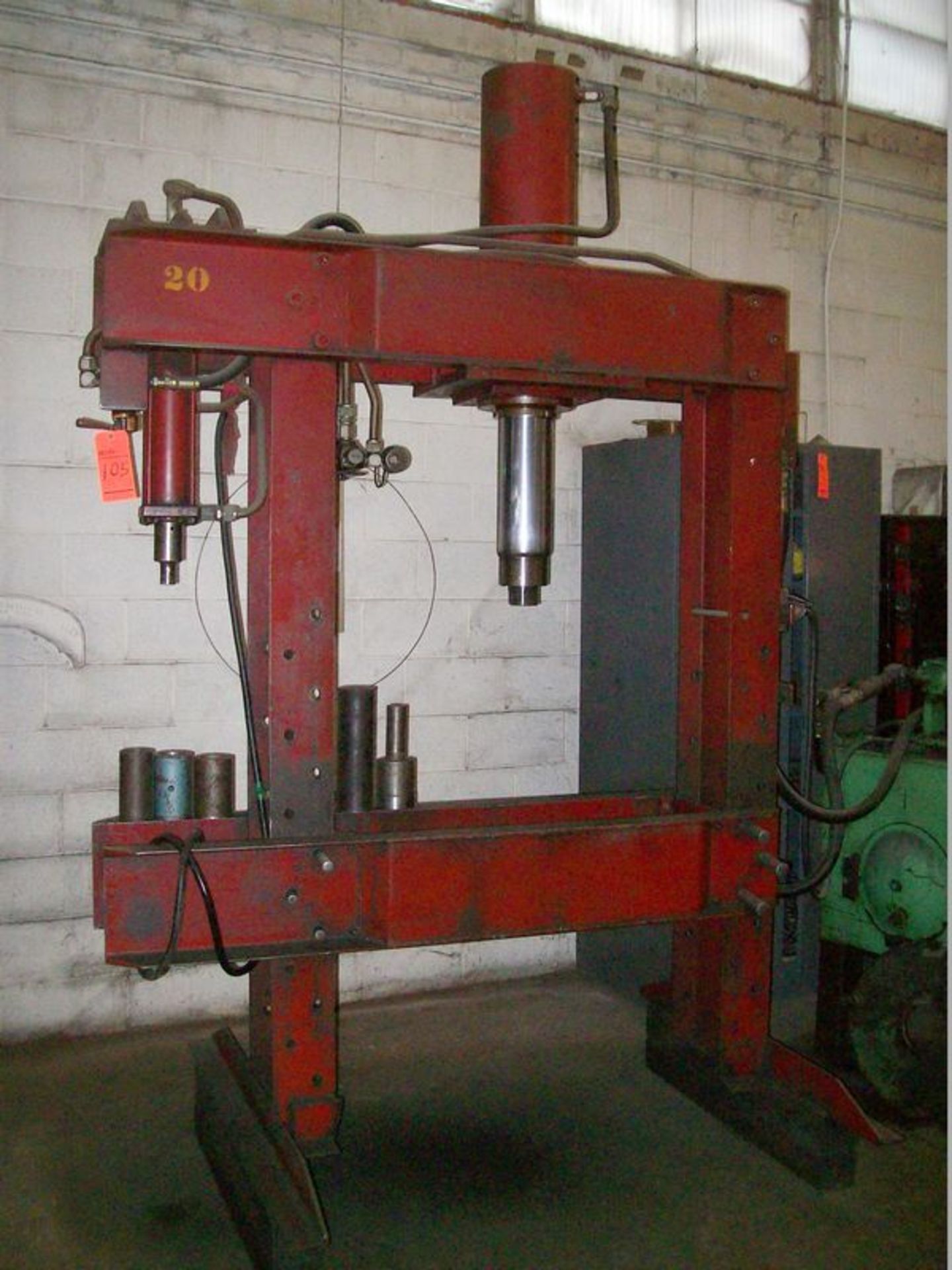 HD H-Frame hydraulic shop press, Mfg not available, 40" X 36" cap, with 15 HP, 3 PH electric powered