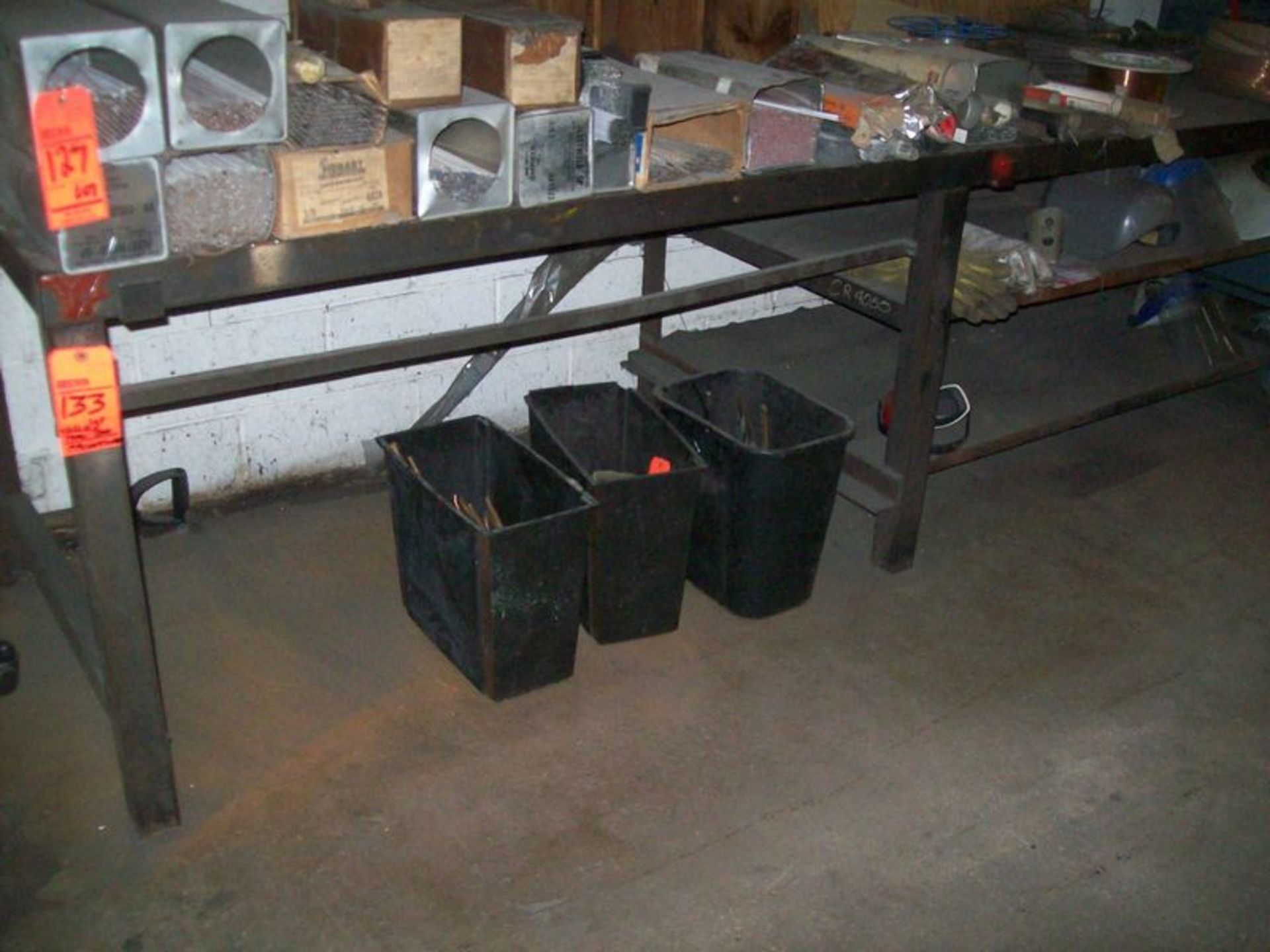 Lot includes (1) steel welding table, 10' X 36" X 34"H, (1) portable tool box, and (2) ass't metal - Image 3 of 3