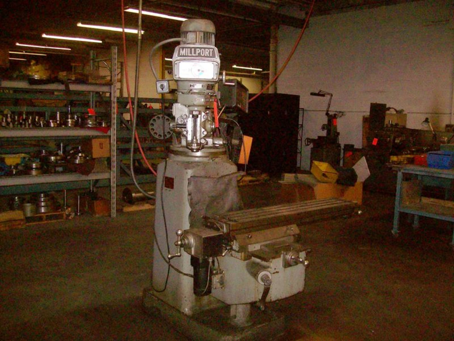 Millport vertical milling machine, M/N not available, S/N 5579, with 10" X 50" t-slot table, power