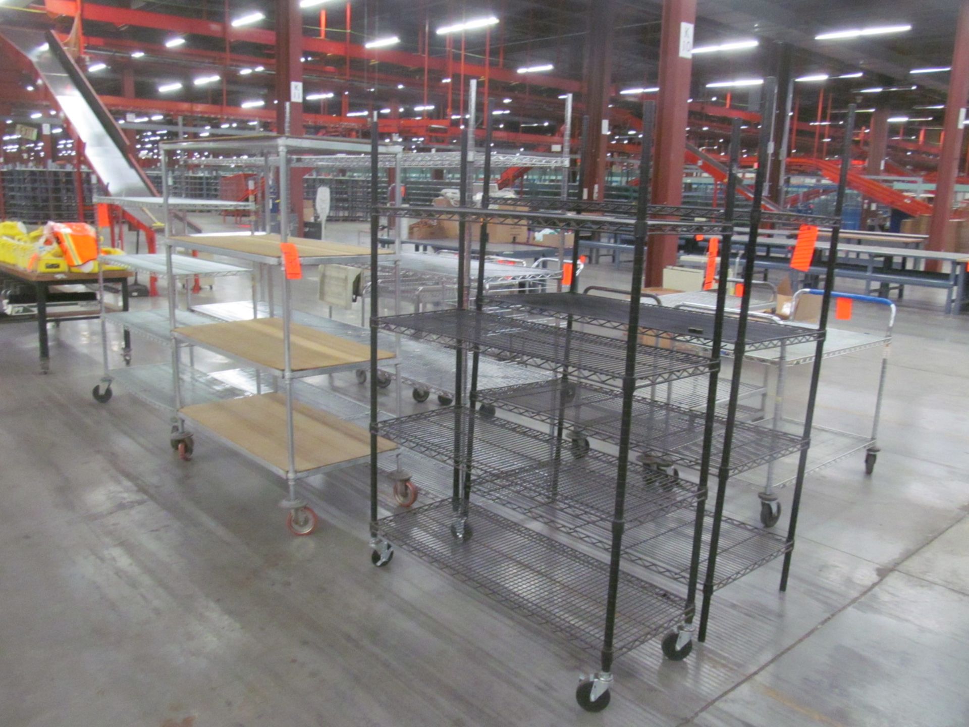 Lot of (4) assorted shelving units all 4' long-(3) units on casters - Image 2 of 2