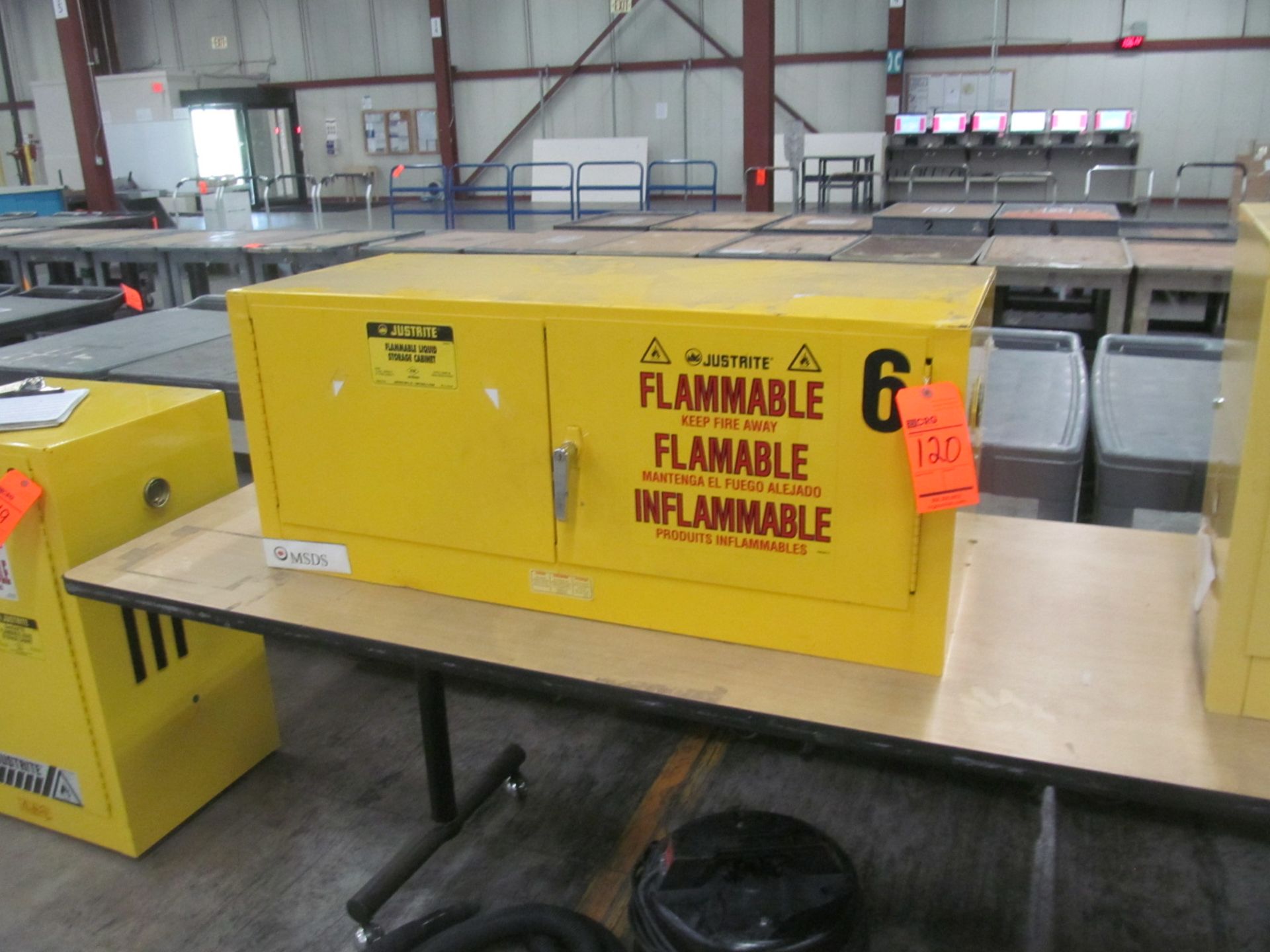 Justrite 12 gallon capacity, Sure Grip EX flammable liquid storage cabinet, (2) door, bench top