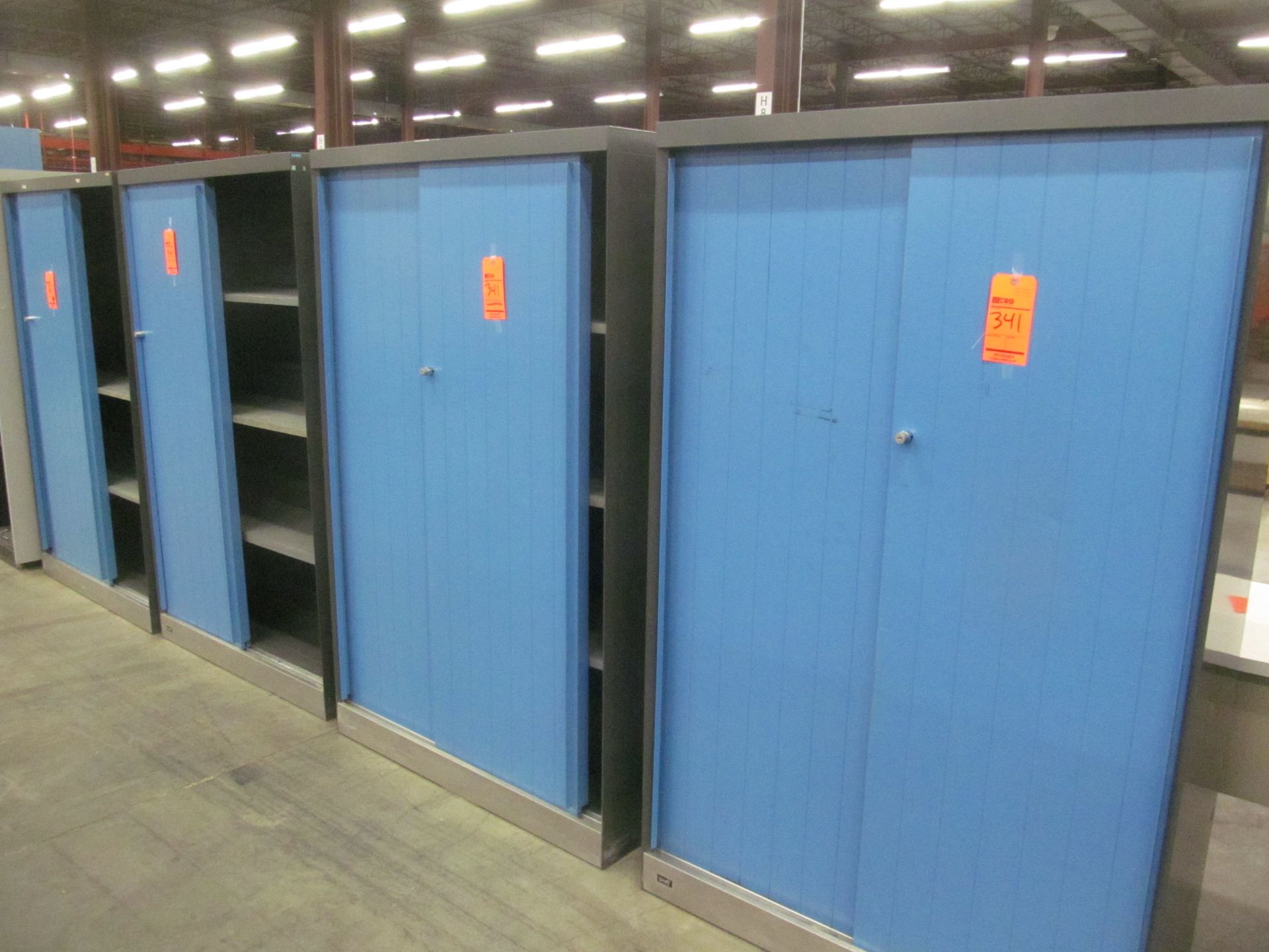 Lot of (4) metal storage cabinets, with dual sliding doors, 44" x 16" x 70" - Image 2 of 2