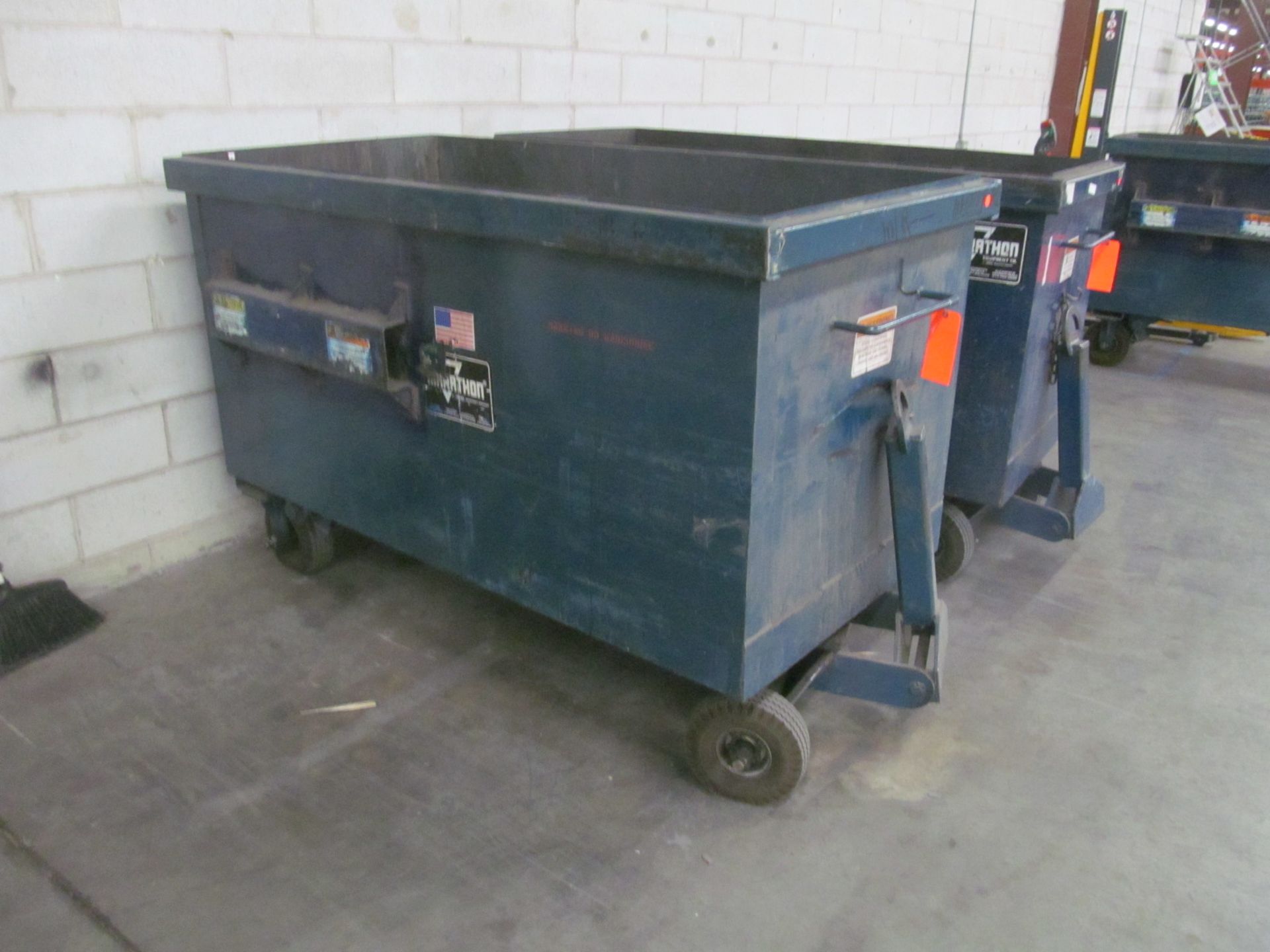 Marathon 34" x 72" x 36" deep heavy duty tag-a-long steel hopper with pneu tires (late delivery 8/