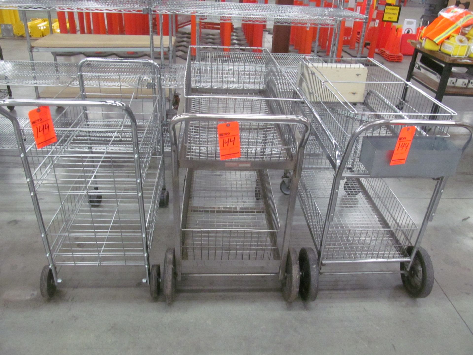 Lot of (3) assorted portable basket style metro carts