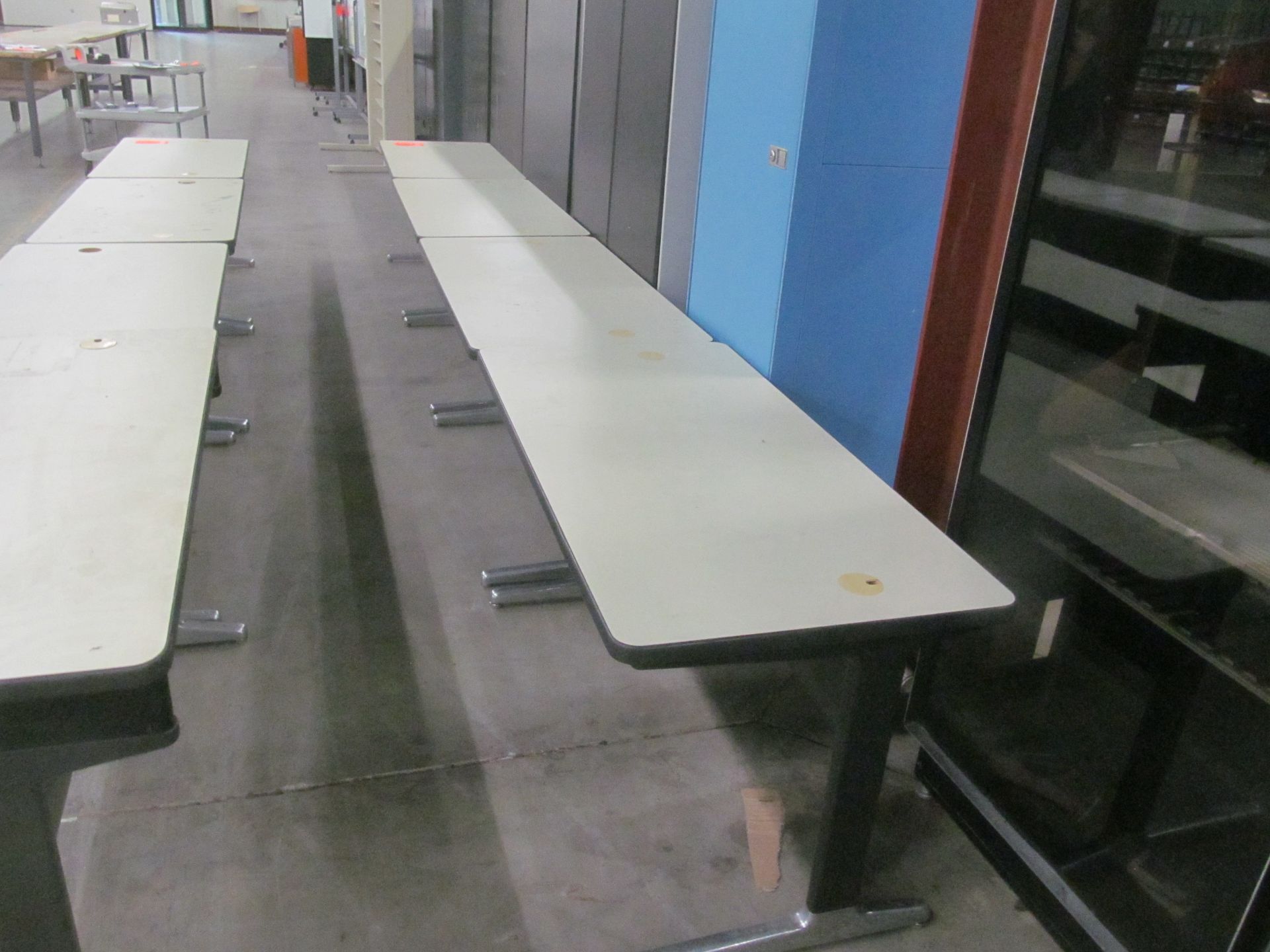 Lot of (4) assorted metal framed, formica surfaced office utility tables, 23" x 48" - Image 2 of 2