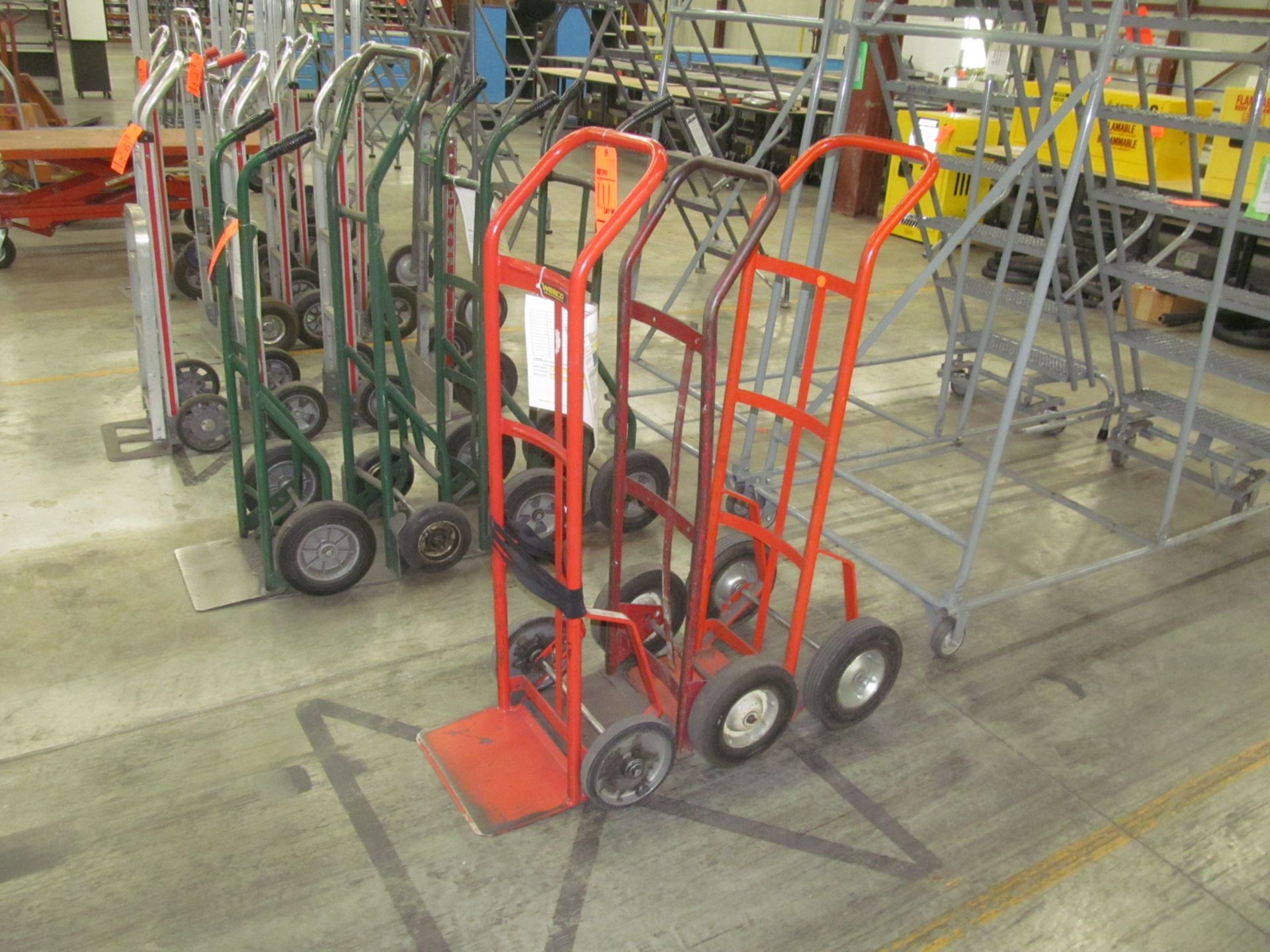 Lot of (5) assorted 2 wheel hand trucks