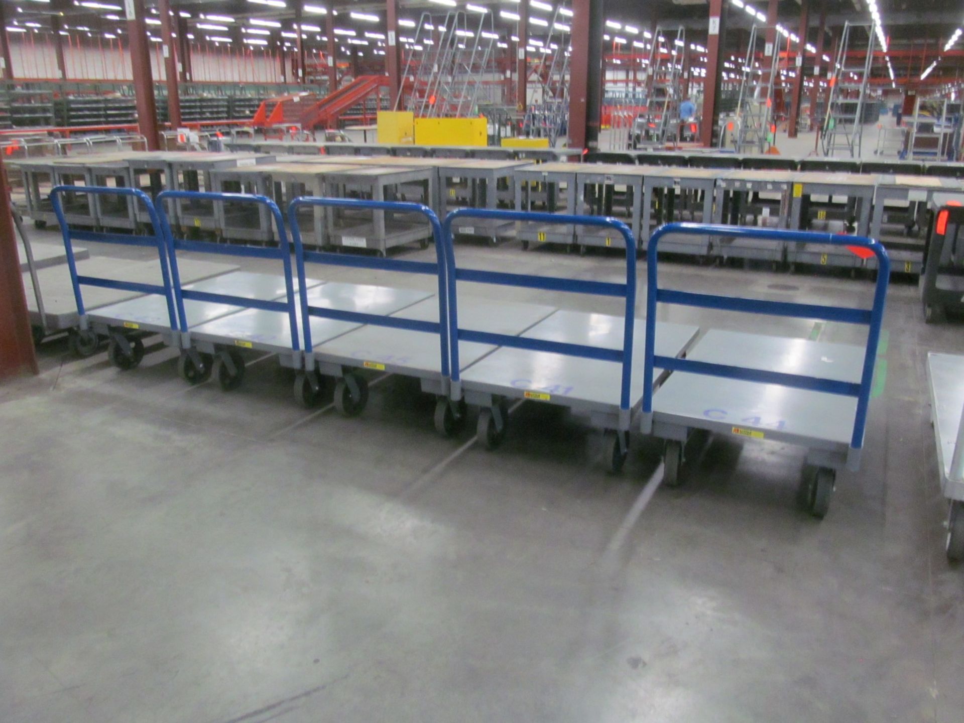 Lot of (5) heavy duty steel platform shop carts with removable handles, 30" x 40" platform - Image 2 of 2