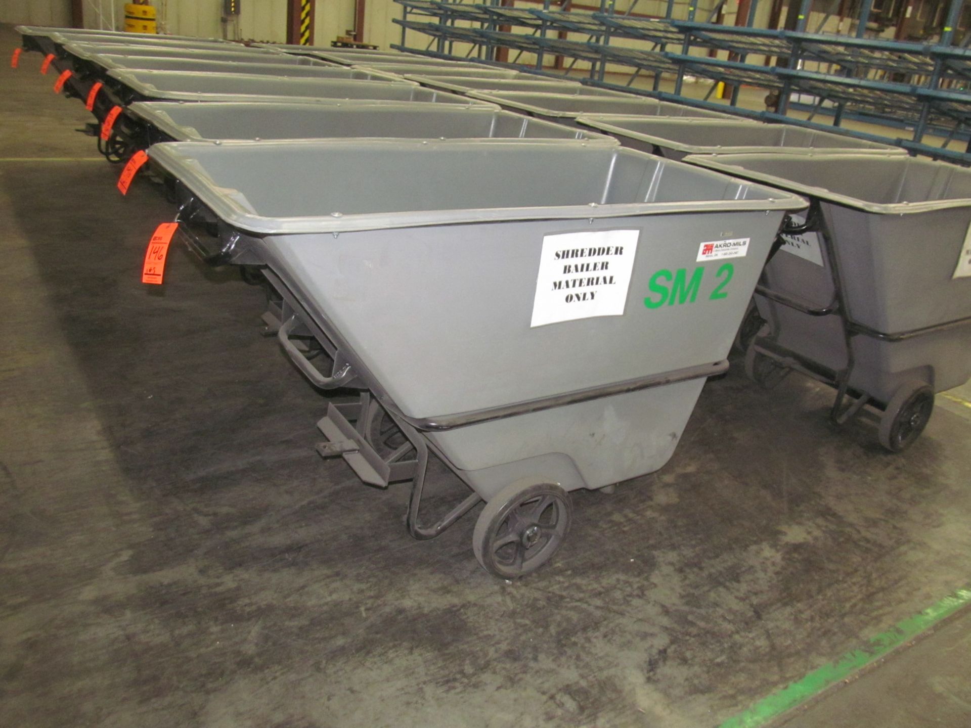 Lot of (5) assorted Akromils self-dumping hoppers with metal frame and plastic hopper- (1) yard - Image 2 of 4