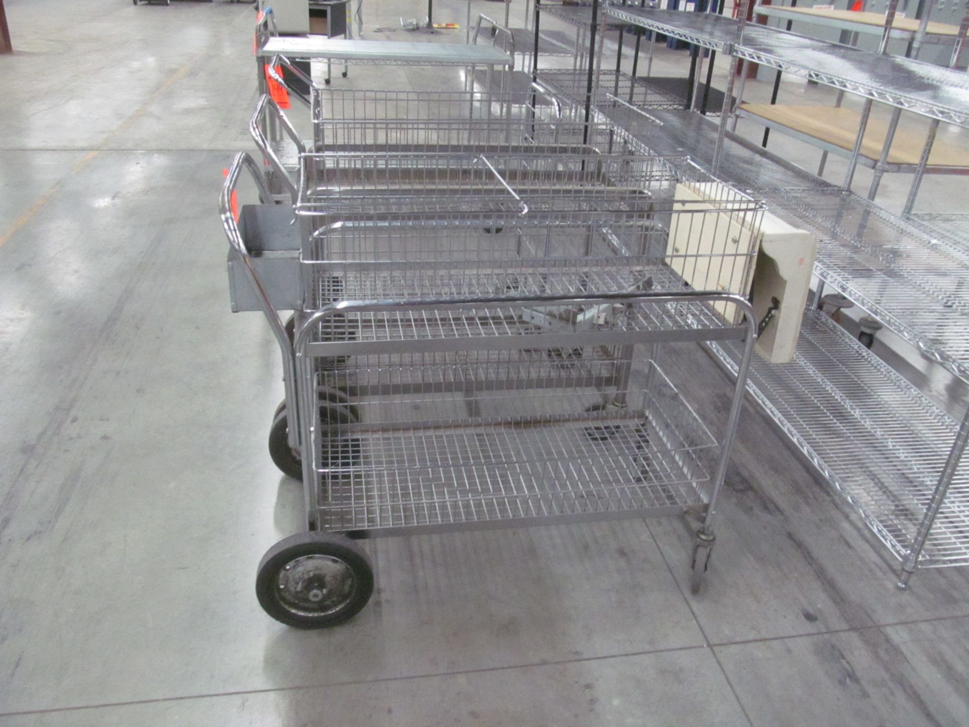 Lot of (3) assorted portable basket style metro carts - Image 2 of 3