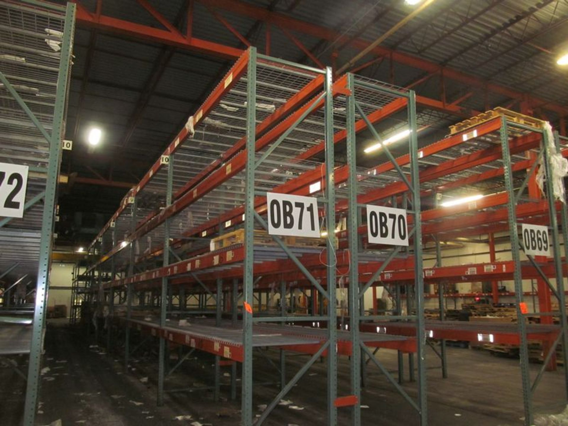 Lot of (16) sections Interack cup style pallet rack, (20) 14' high, 3" x 3" uprights, (128) 12'