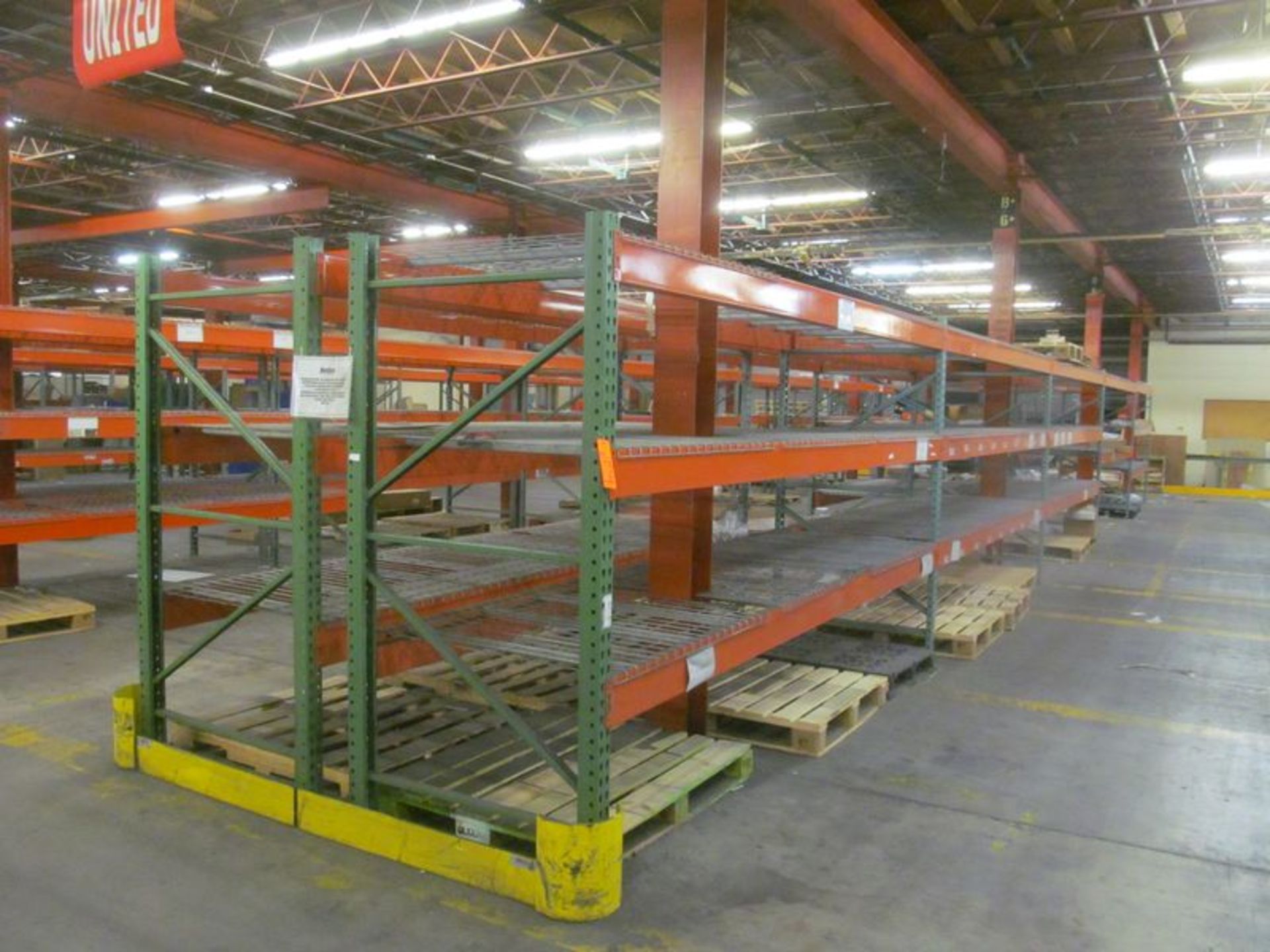 Lot of (10) assorted sections Interack pallet rack with (12) 7' high uprights with 1 1/2" x 3"