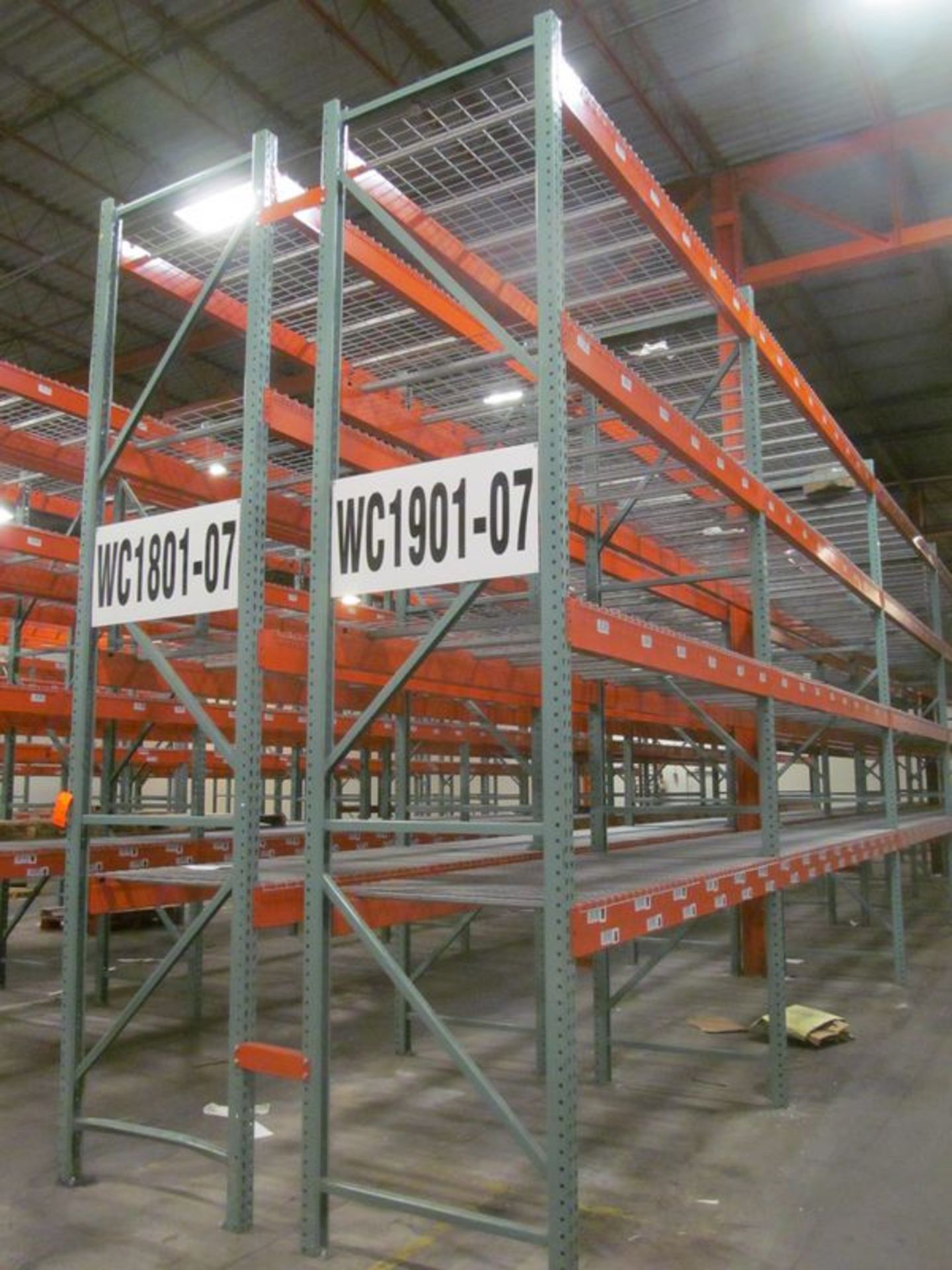 Lot of (12) sections Interack cup style pallet rack, (14) 14' high, 3" x 3" uprights, (80) 12'