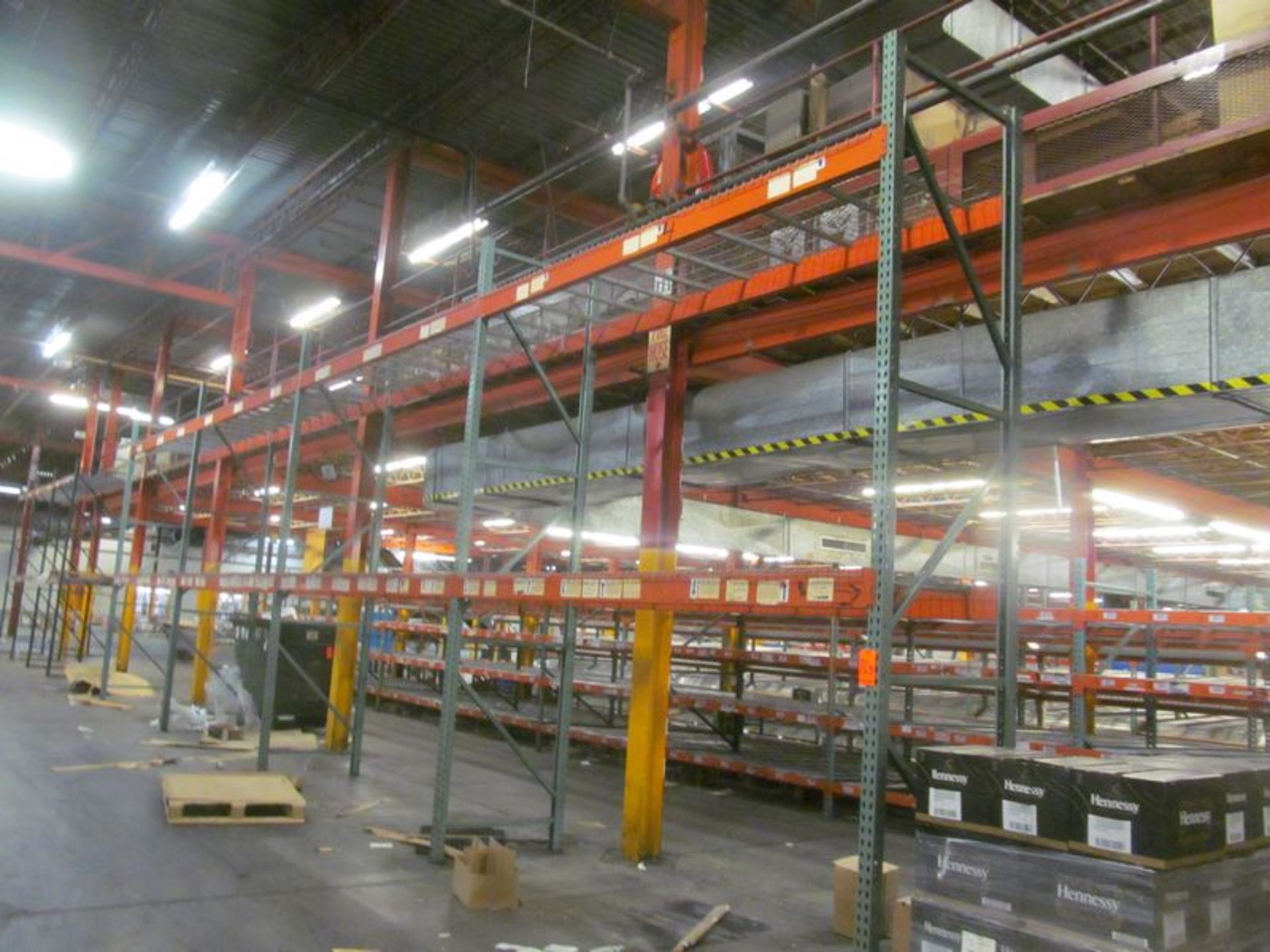 Lot of (4) sections Interack cup style pallet rack with (5) 14' uprights, 3" x 3", (16) 12' long,