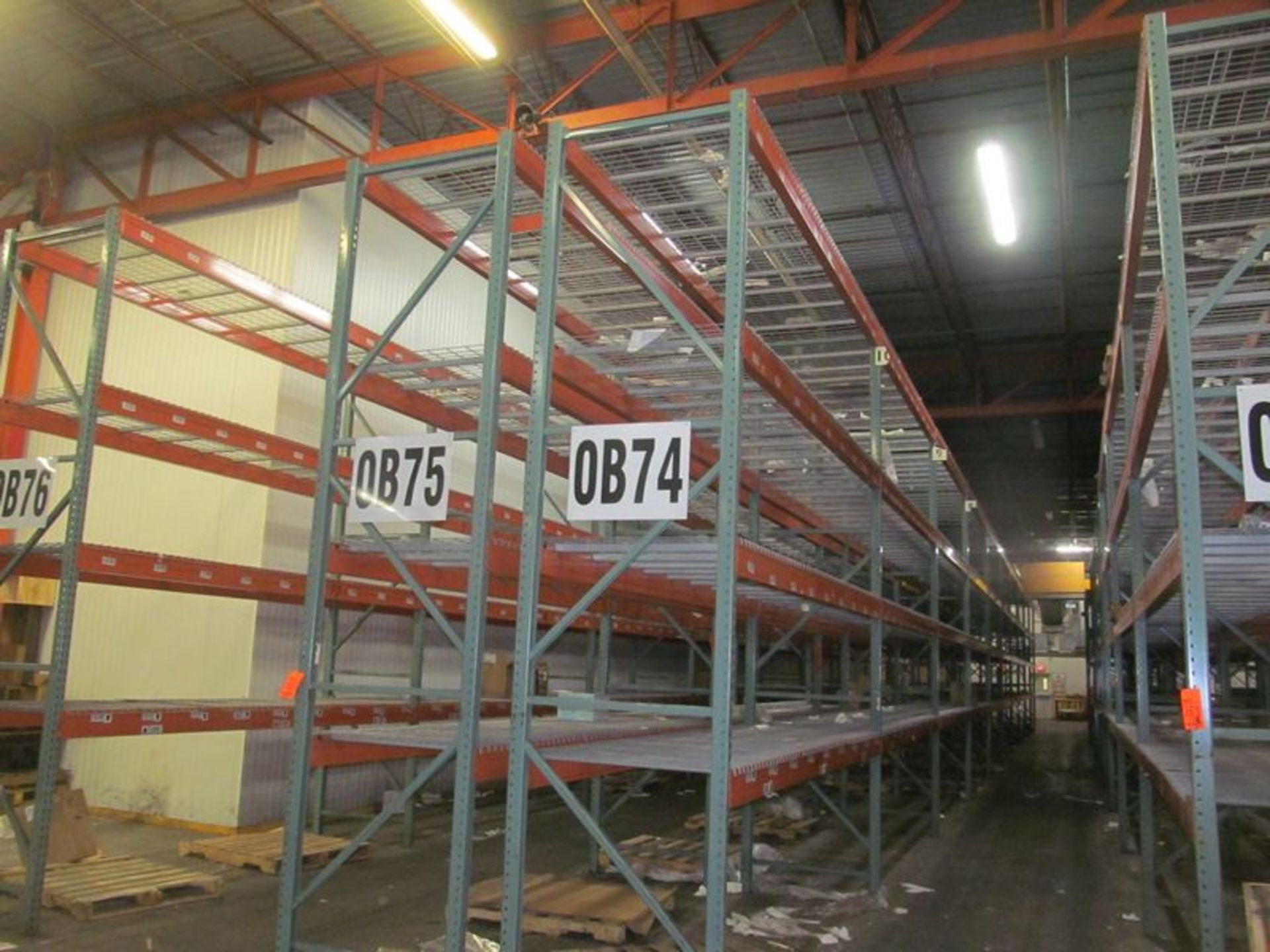 Lot of (20) sections Interack cup style pallet rack, (22) 14' high, 3" x 3" uprights, (160) 12'