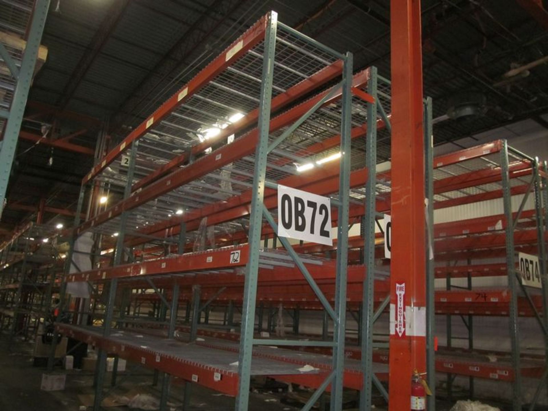 Lot of (16) sections Interack cup style pallet rack, (20) 14' high, 3" x 3" uprights, (128) 12'