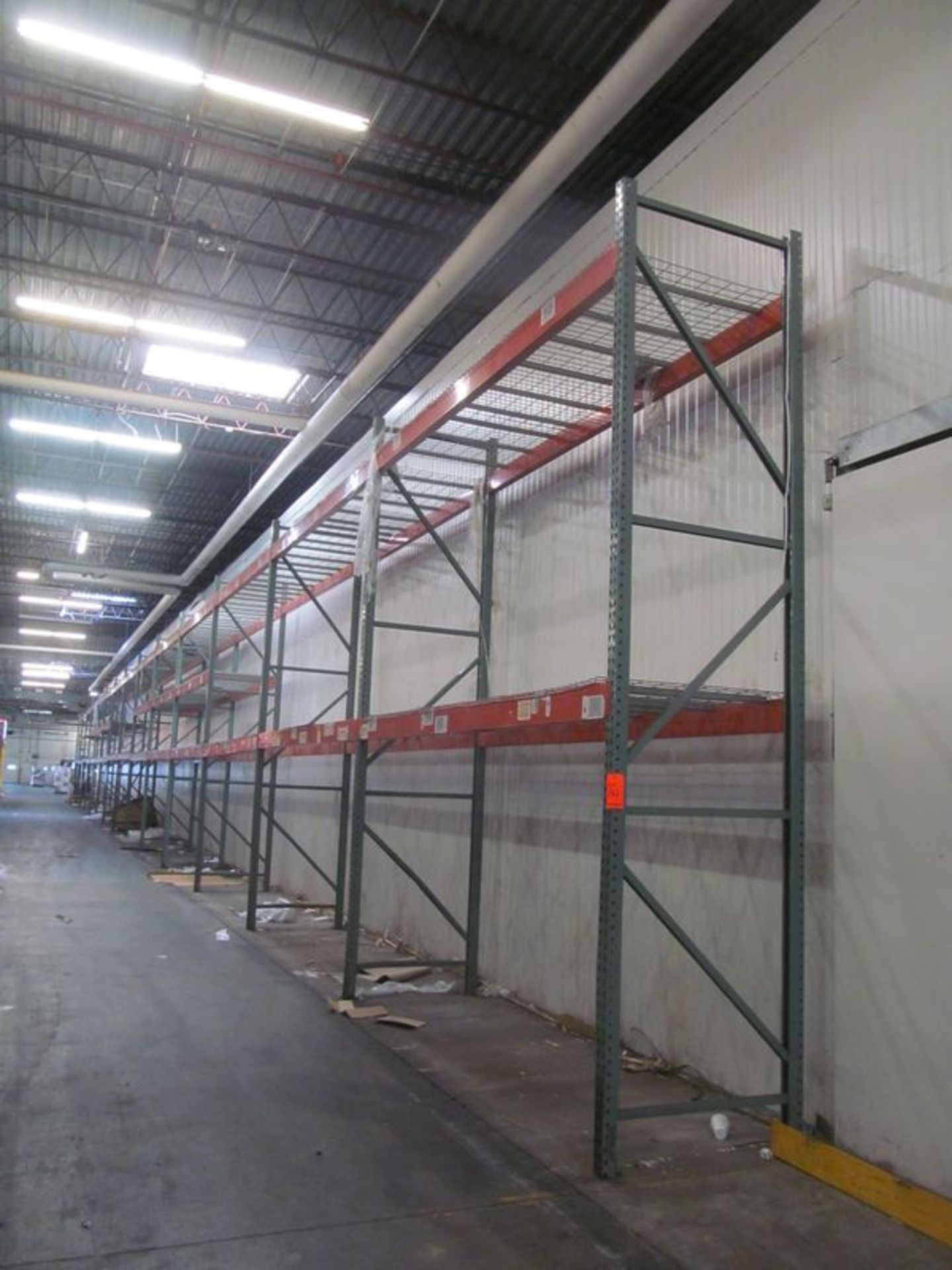 Lot of (14) sections Interack 30 pallet rack with (15) 14' high, 3" x 3" uprights, (70) 12' long,