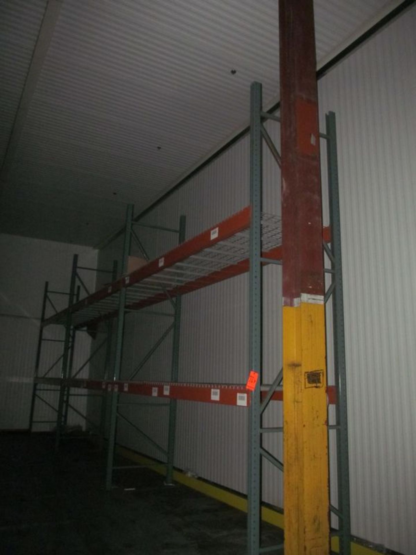 Lot of (6) section Interack 30 pallet rack with (8) 14' high, 3" x 3" uprights, (24) 12' long, 6 1/