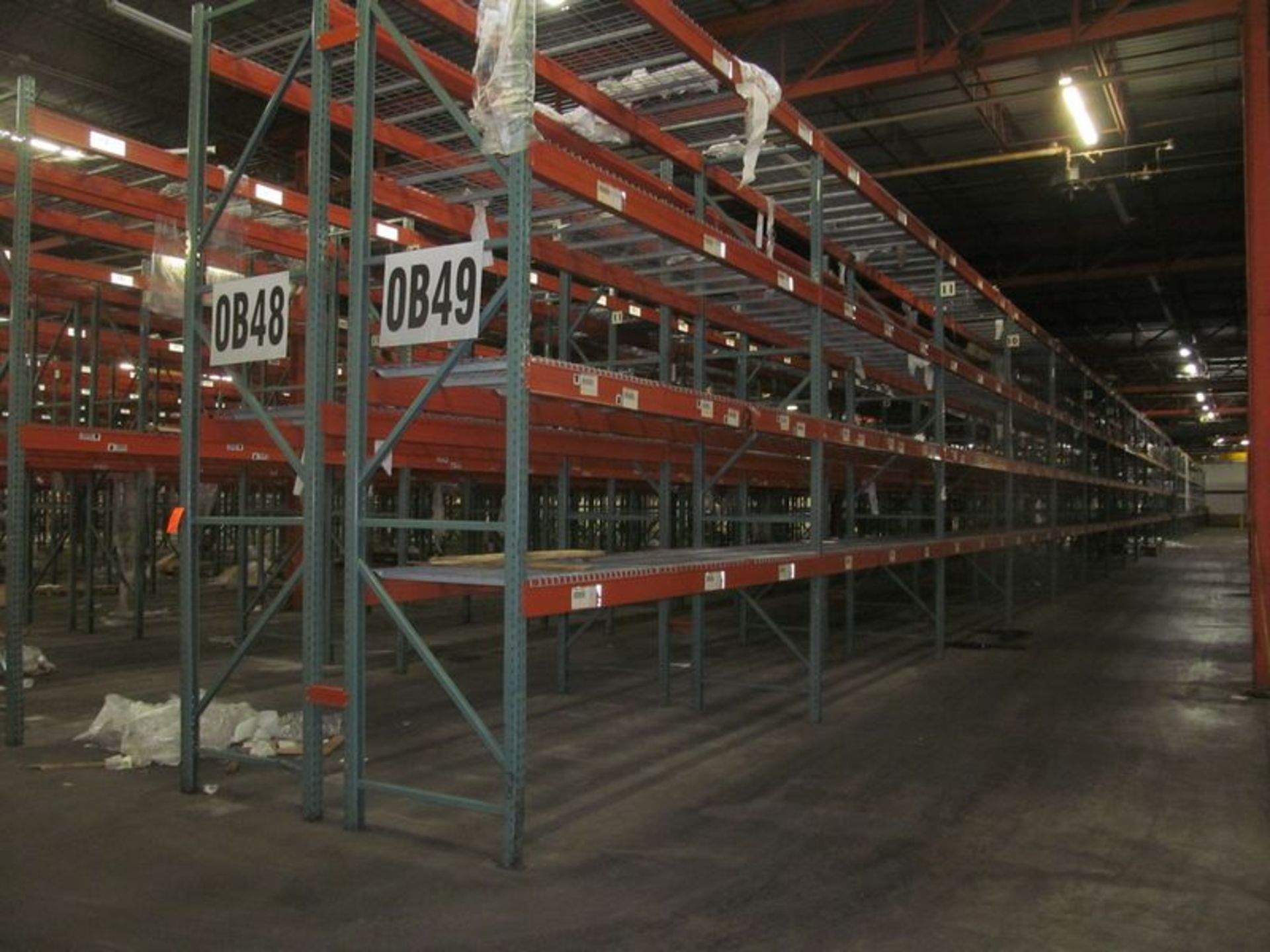 Lot of (24) sections Interack cup style pallet rack, (26) 14' high with 3" x 3" uprights, (144)