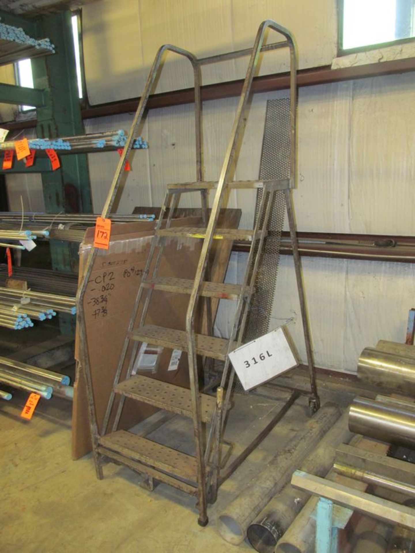 6 step portable metal stock ladder