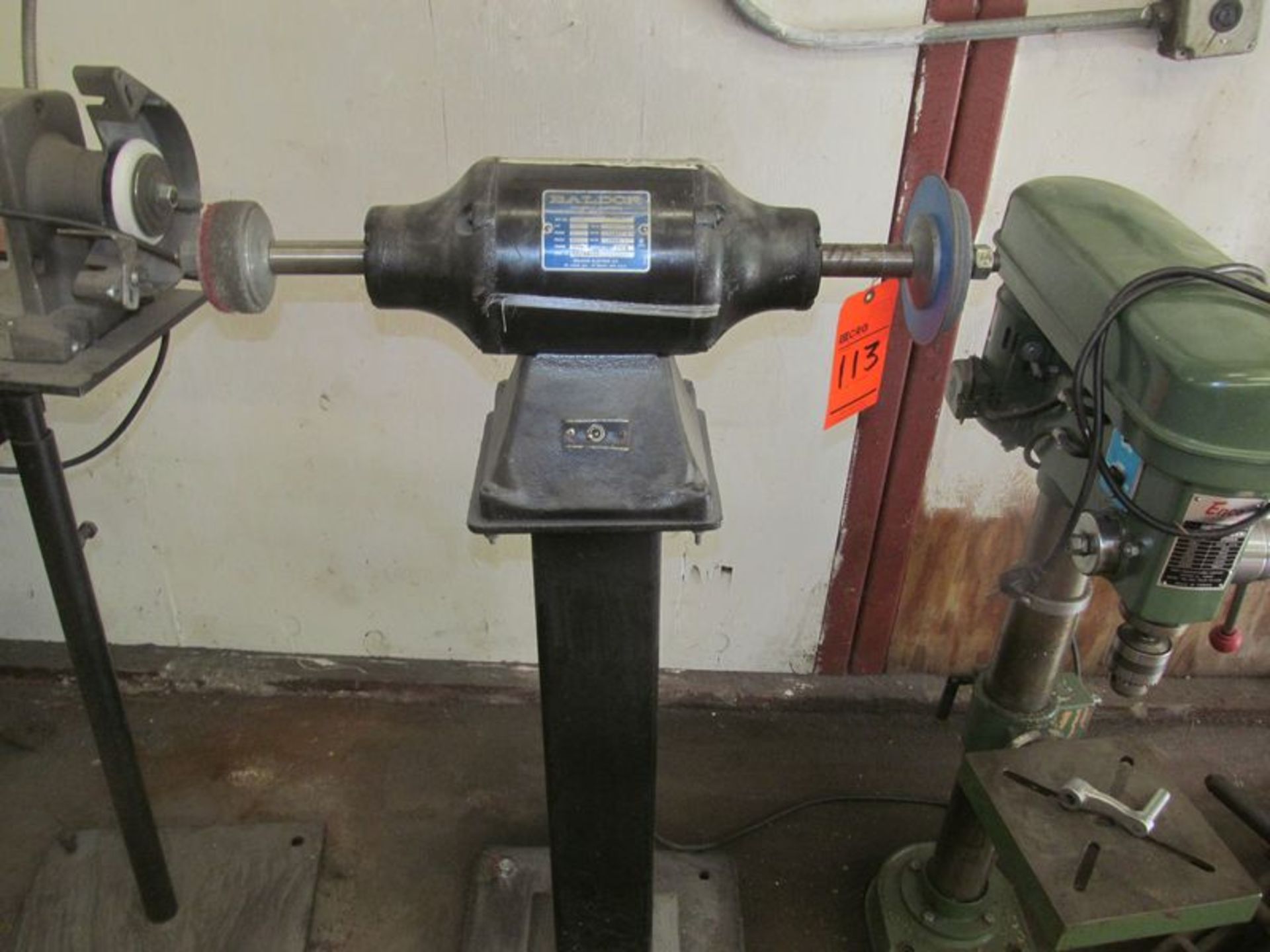 Baldor double end pedestal grinder, Cat. No. 333B, 3/4 HP, 1 PH, 3,600 RPM