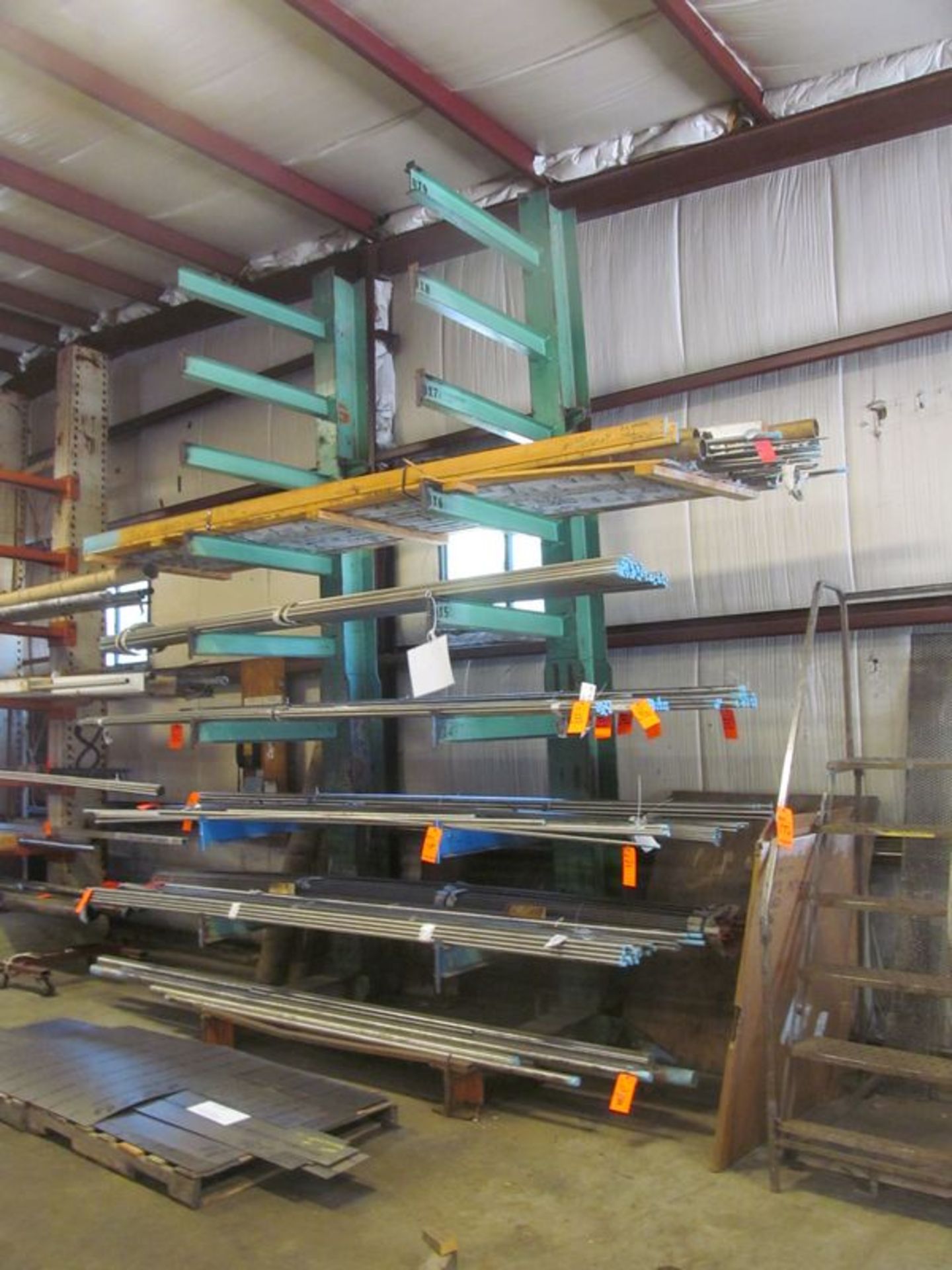 9 tier cantilevered metal stock rack, 66"w x 56" deep x 15' high, with (16) 44" arms, no contents - Image 2 of 2