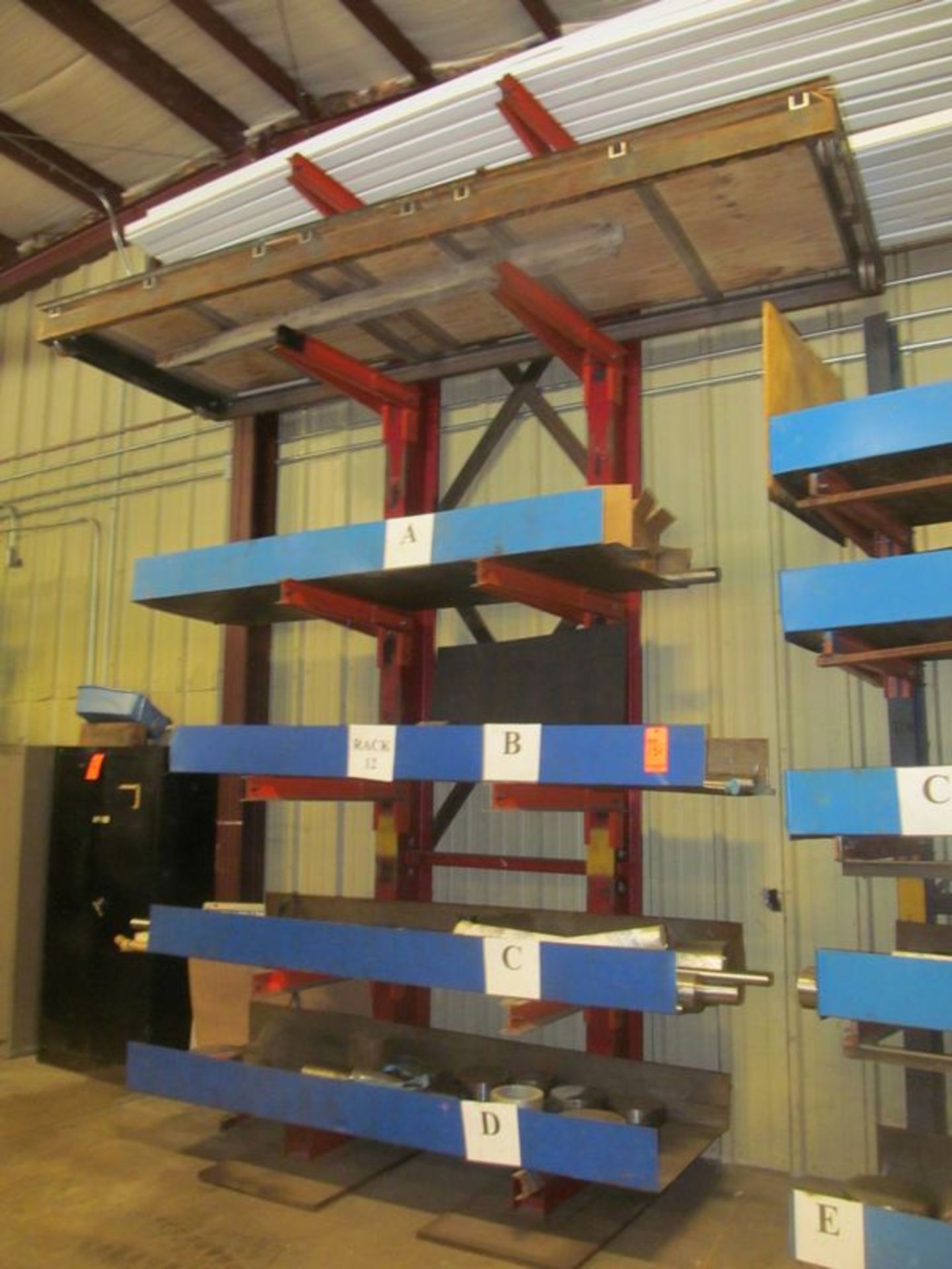 6 tier cantilevered metal stock rack, 48"w x 48" deep x 15' high with (10) 36" adjustable arms - Image 2 of 2