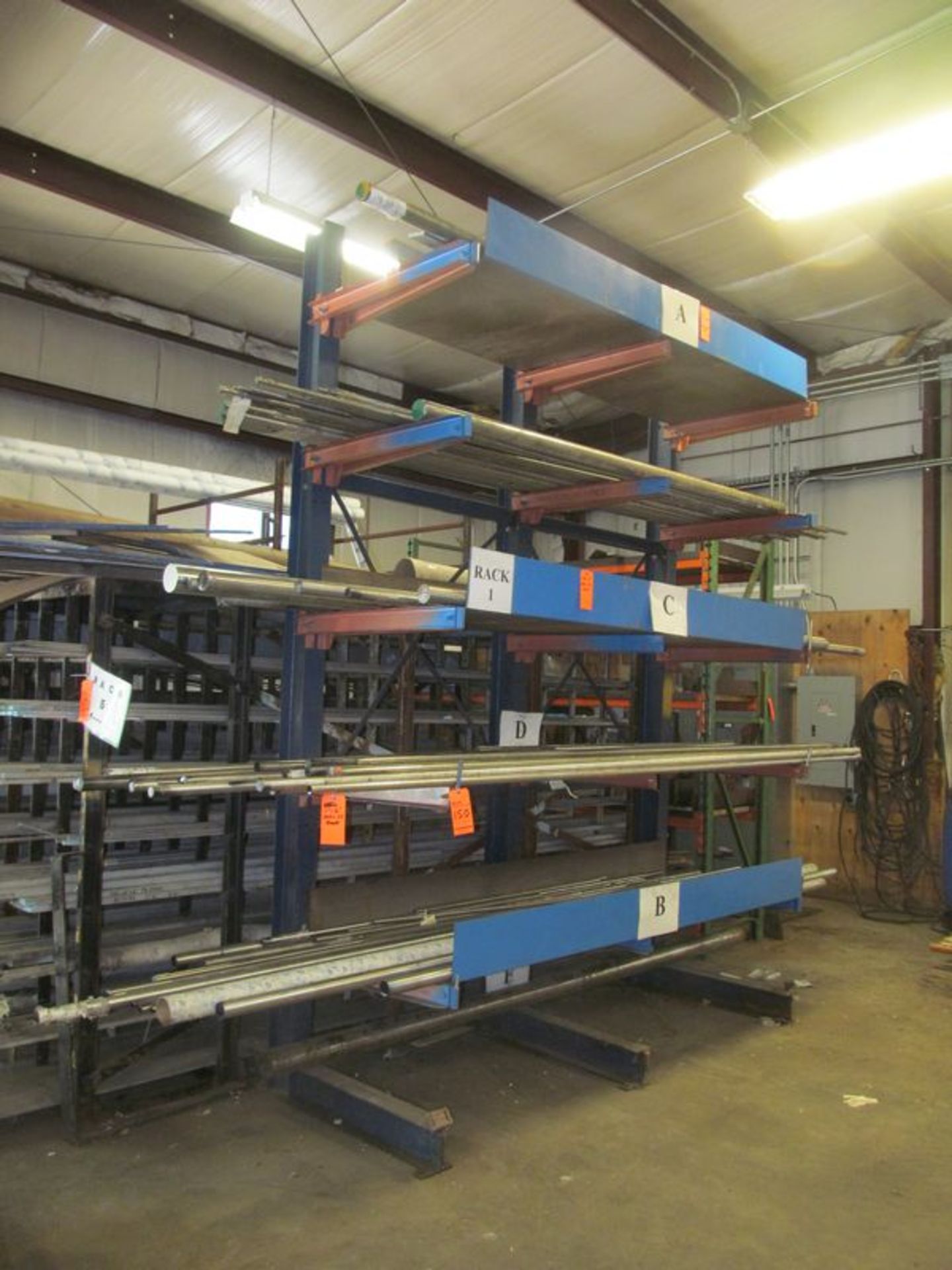 6 tier cantilevered metal stock rack, 102"w x 28" deep x 12' high with (15) 32" adjustable arms - Image 2 of 2