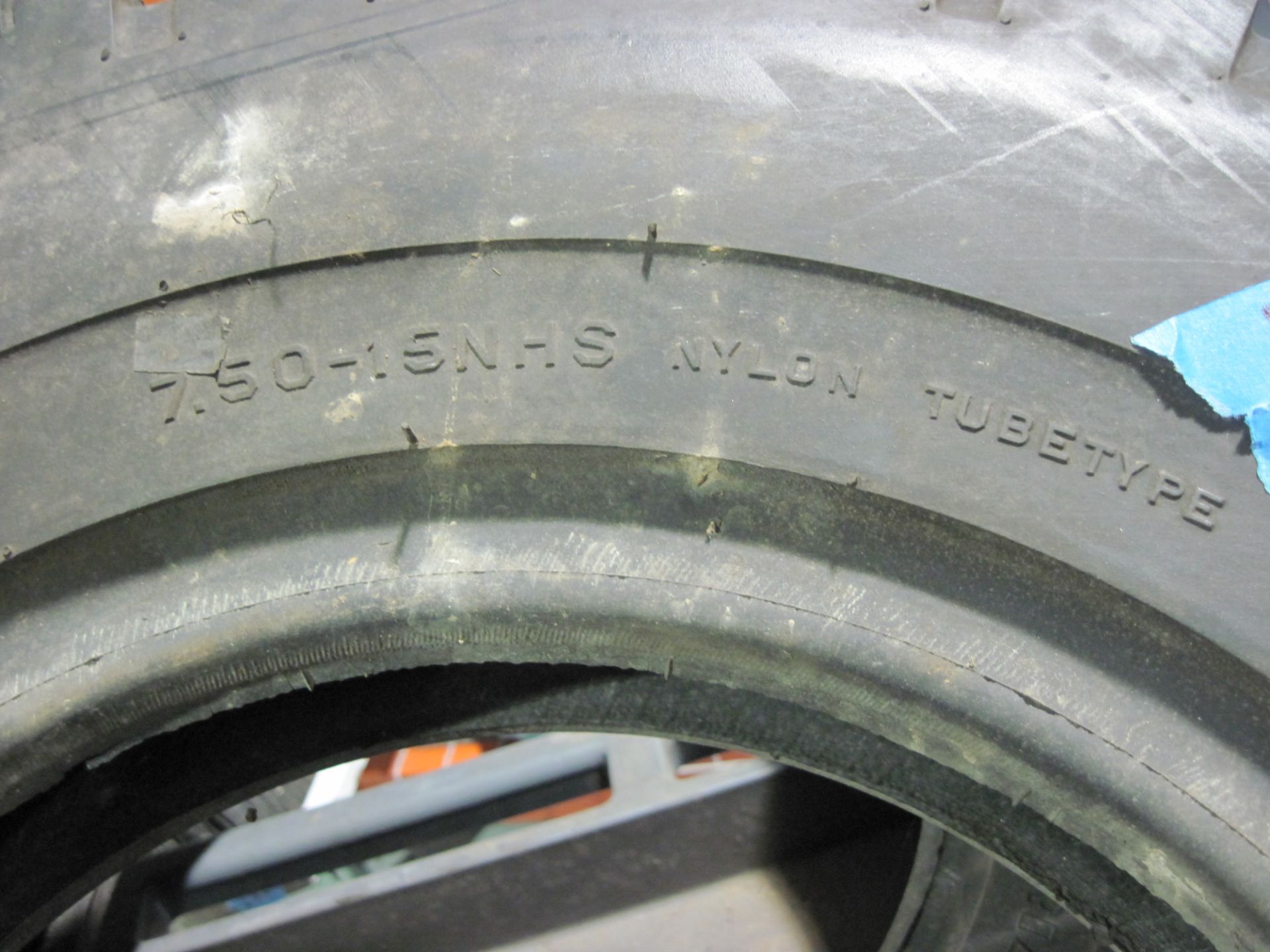 Set of (4) NEW/LIKE NEW Denman Industrial Lug Tire, 12 ply, rating 7.50-15 NHS, Nylon Tube Type. ( - Image 2 of 3