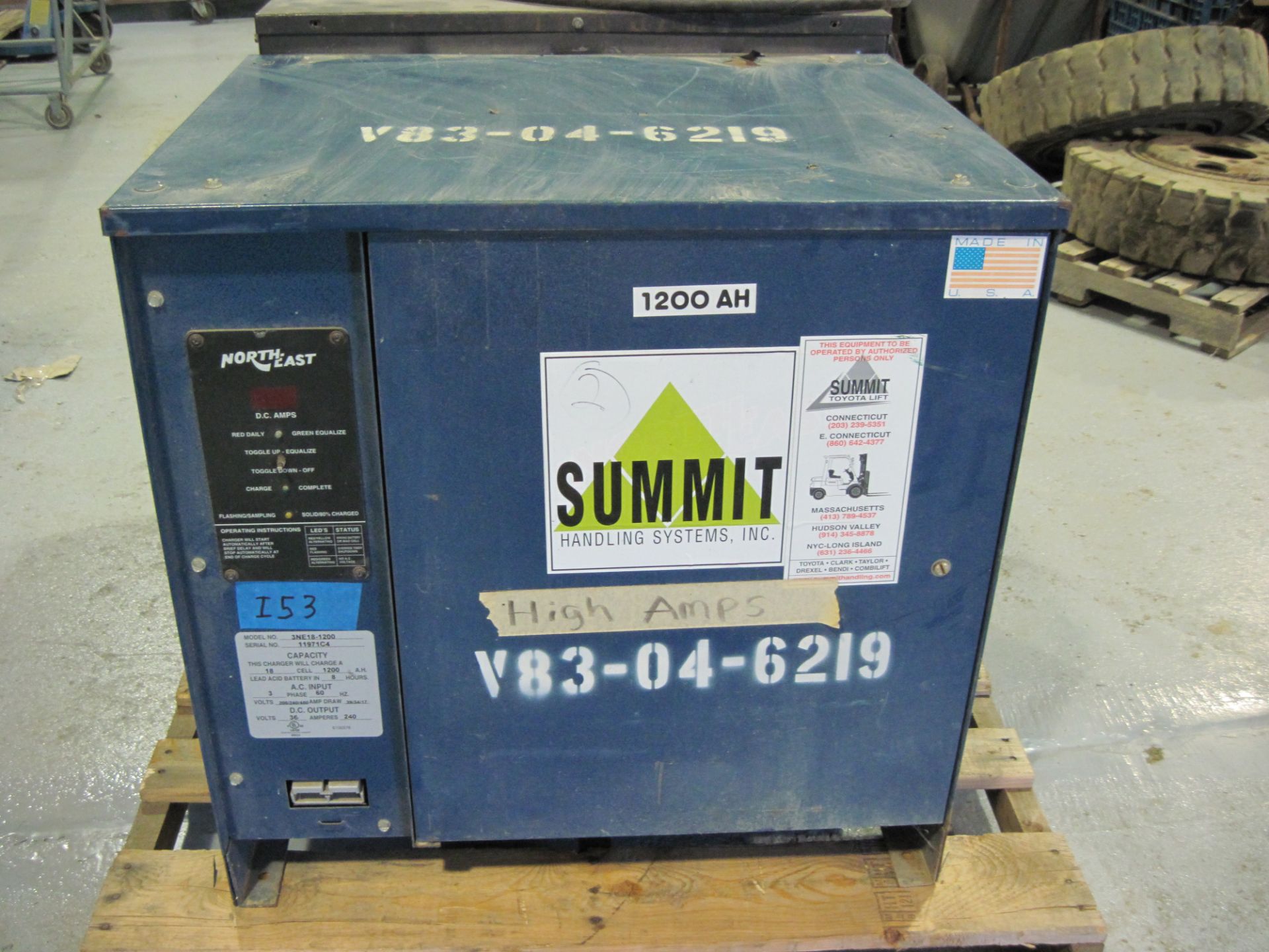 Summit Handling Systems NorthEast Forklift Charger, Model #3NE18-1200, 18 Cell, LA Battery, 3 phase,