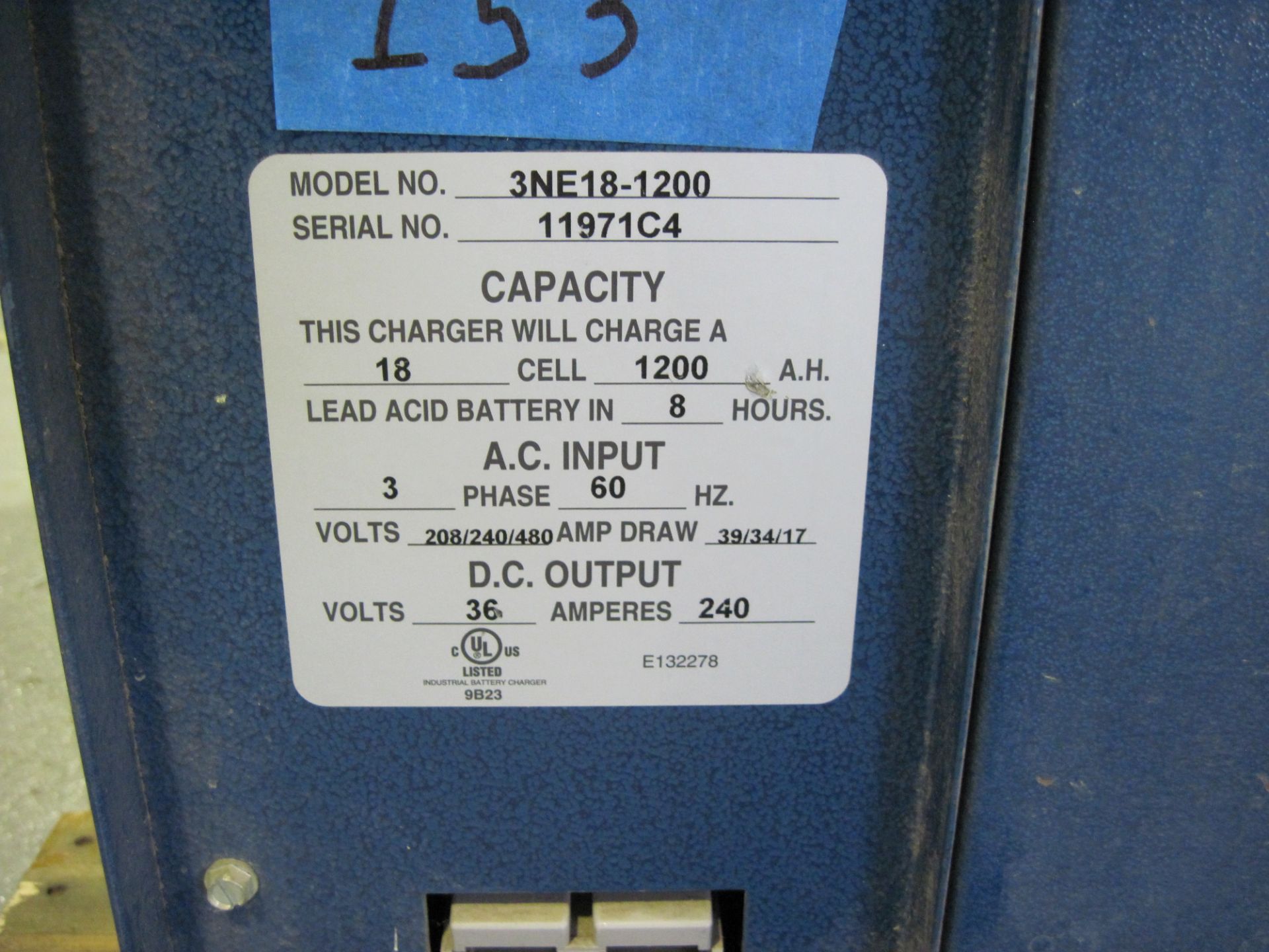 Summit Handling Systems NorthEast Forklift Charger, Model #3NE18-1200, 18 Cell, LA Battery, 3 phase, - Image 2 of 2