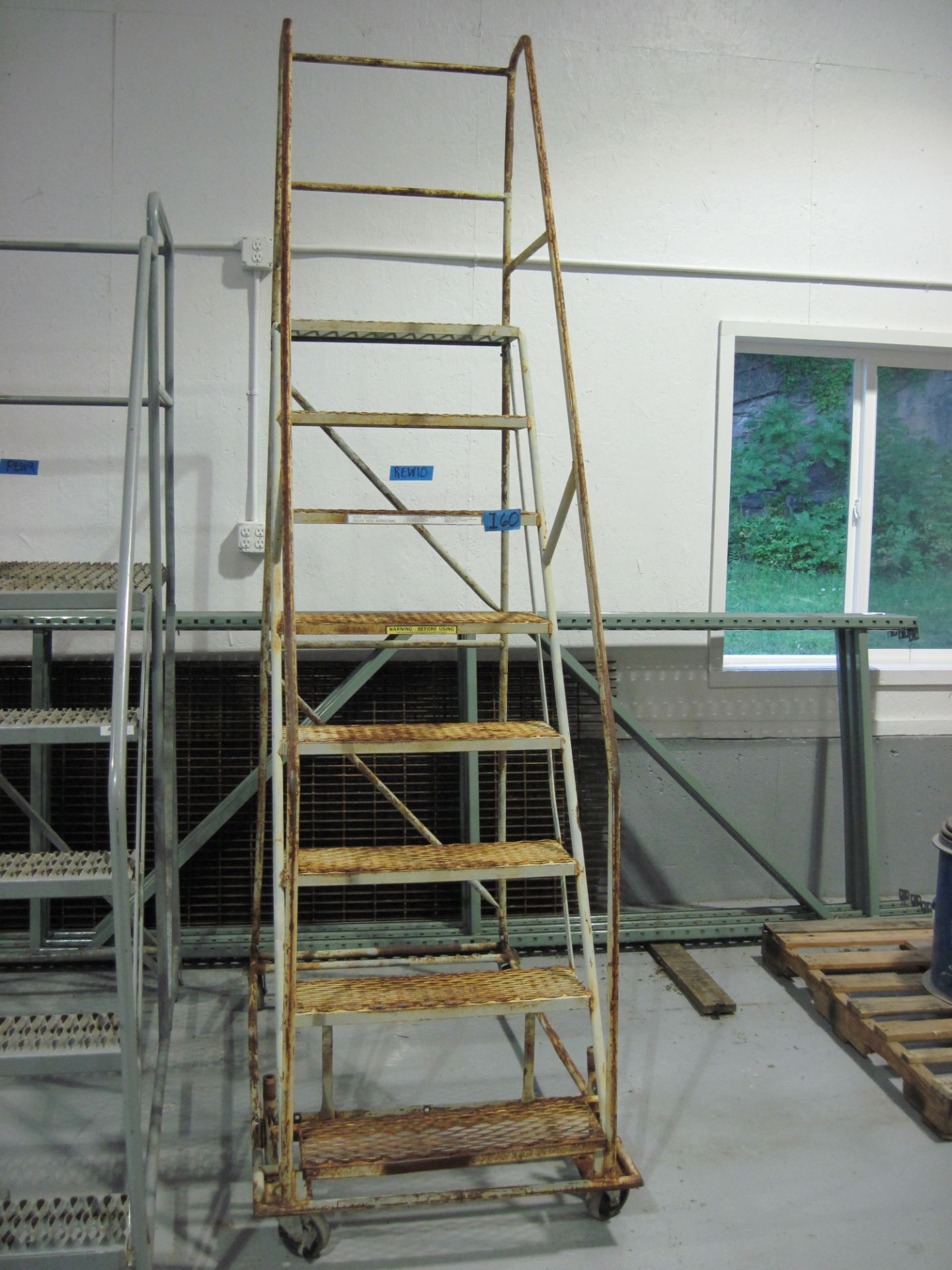 Portable Stairs – Top Stair Height: 76”; Overall Dimensions: 107” High x 30” Wide x 56” Deep (Loc.