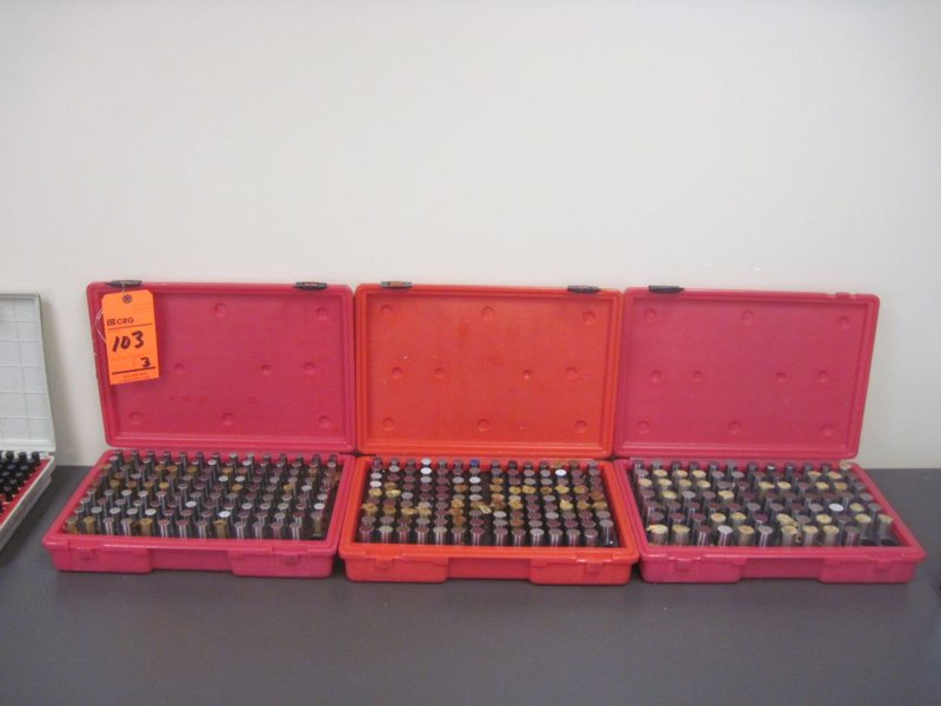 Lot of (3) assorted pin gage sets, (1) .501-.625, (1) .626-.750, and (1) .751-.832