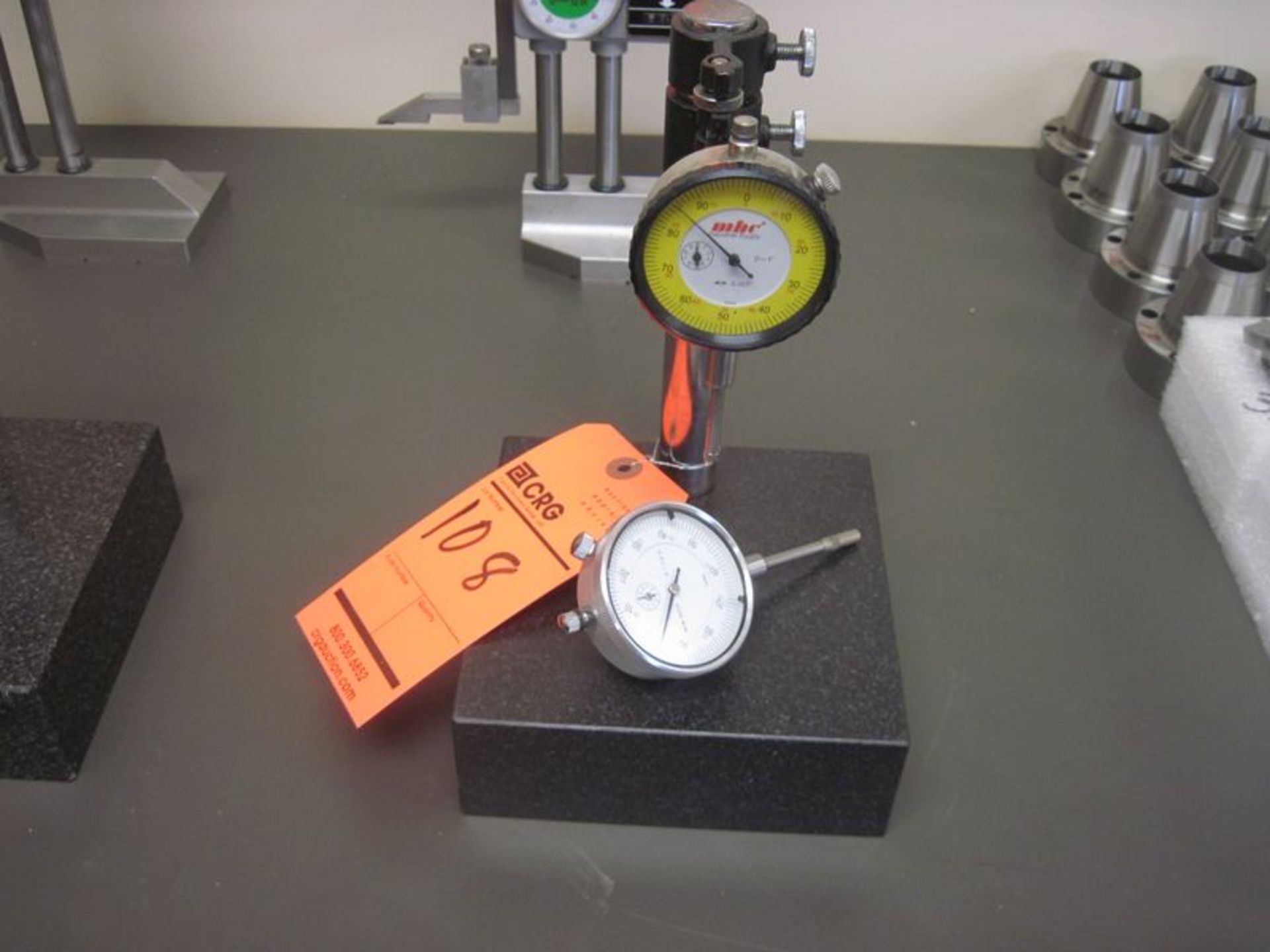 Granite base comparator stand with (2) dial indicators