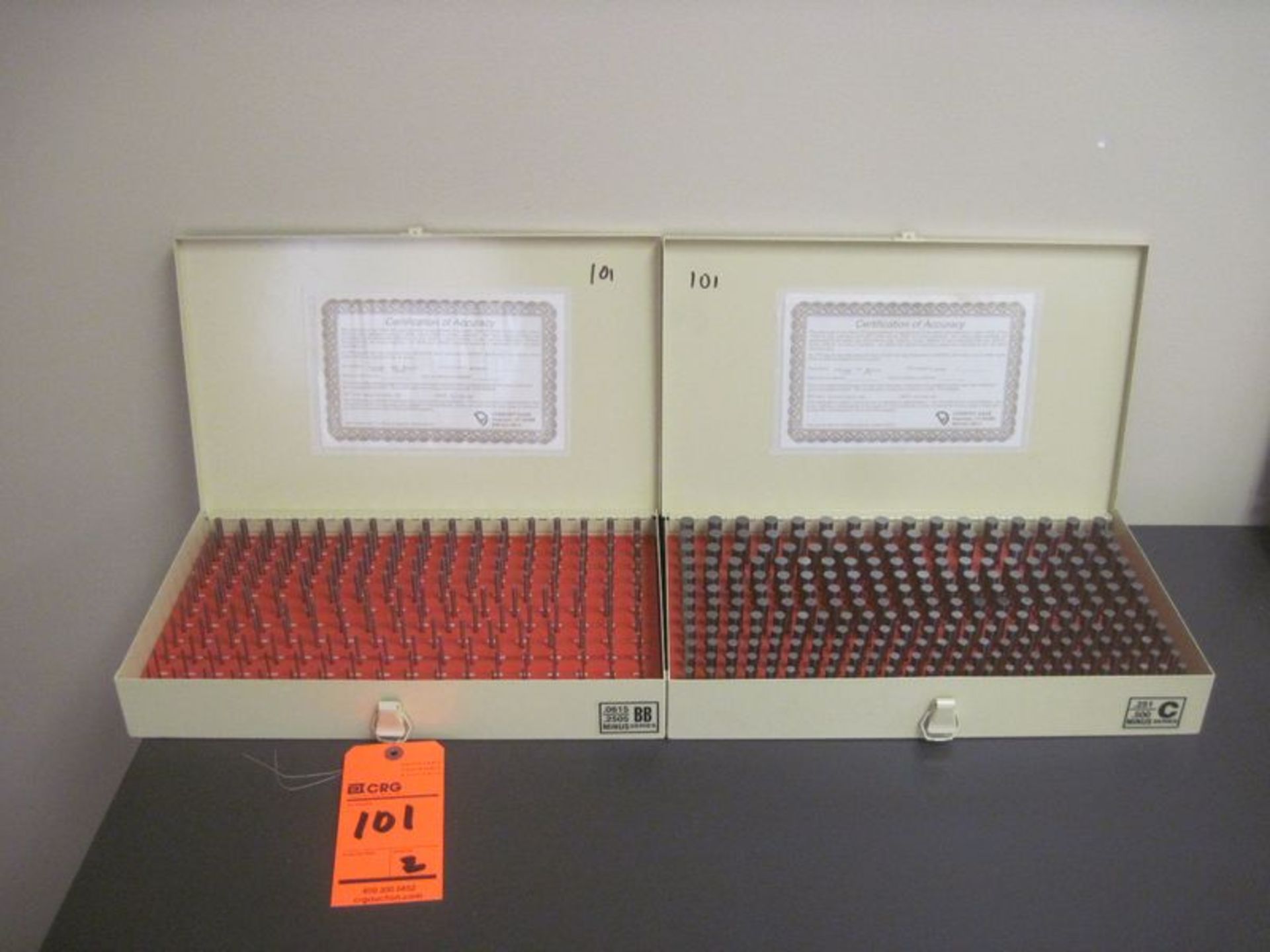 Lot of (2) assorted Vermont Gage pin gage sets, (1) BB series .0615-.2505 minus, and (1) C series .
