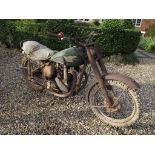 A circa 1938 BSA M22 Sports 500cc scrambler restoration project, engine number JM22 174, green.