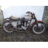 A 1951 BSA B33 twin shock scrambler restoration project, engine number ZB33 9064, blue and chrome.