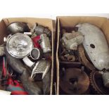 Assorted British motorcycle components and spares, for various manufacturers including Norton, BSA,