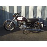 A 1975 Triumph Bonneville T140V, registration number KND 375N, frame number T140VPP71174,