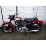 A 1958 BSA A10 Road Rocket, registration number BSJ 129, frame number FA75589,