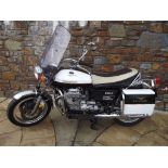 A 1975 Moto Guzzi California 850T, unregistered, frame number VD 11871, black and white.