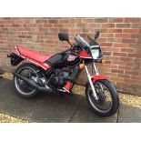 EXTRA LOT: A 1987 Yamaha RD125LC, registration number E706 JRV, black.