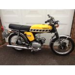 EXTRA LOT: A 1977 Yamaha FS1E-DX, registration number TFH 356R, yellow.