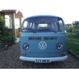 A 1969 Volkswagen T2 Combi, registration number SCV 883G, chassis number 239190234, blue.