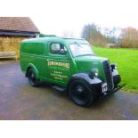 A 1955 Ford Thames E83W 10 CWT van, registration number HPR 569, green over black.