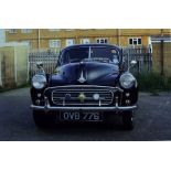 A 1955 Morris Minor four door saloon, registration number OVB 776, chassis number FAA/390117, black.