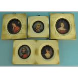 Five bust portrait miniature prints (5)